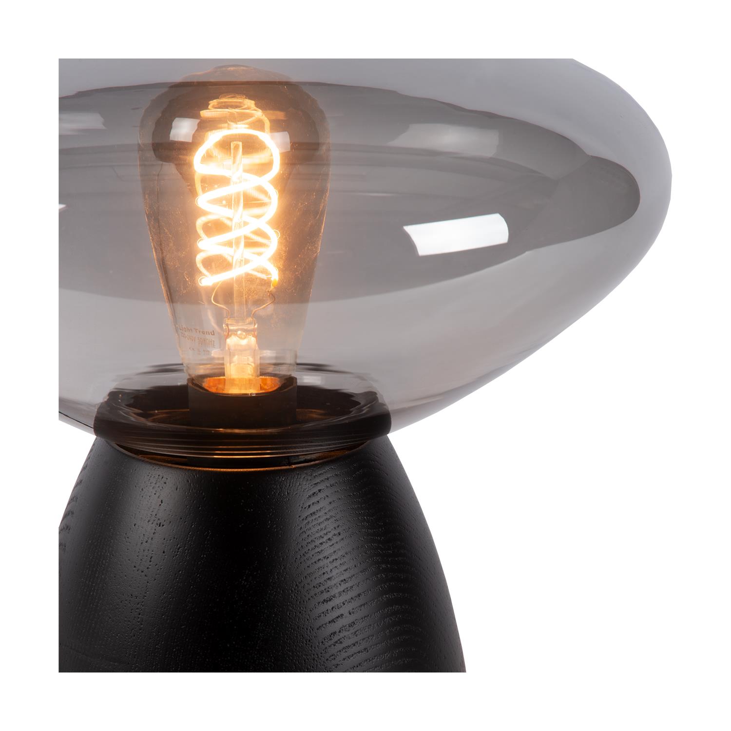 Atmooz Tafellamp Cannes - Zwart Eikenhout & Gerookt Glas - Ø 29 cm