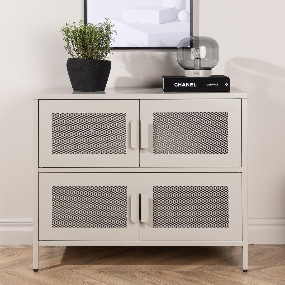 Fjôrd - Dressoir Beige 90cm - Metaal - Nett