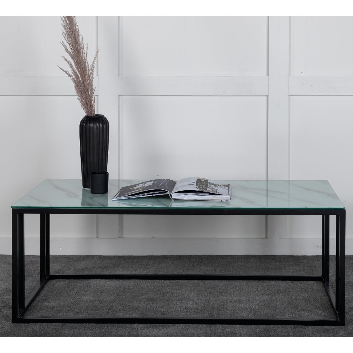 Fjôrd - Salontafel Zwart Glas 120cm - Marmer - Rock