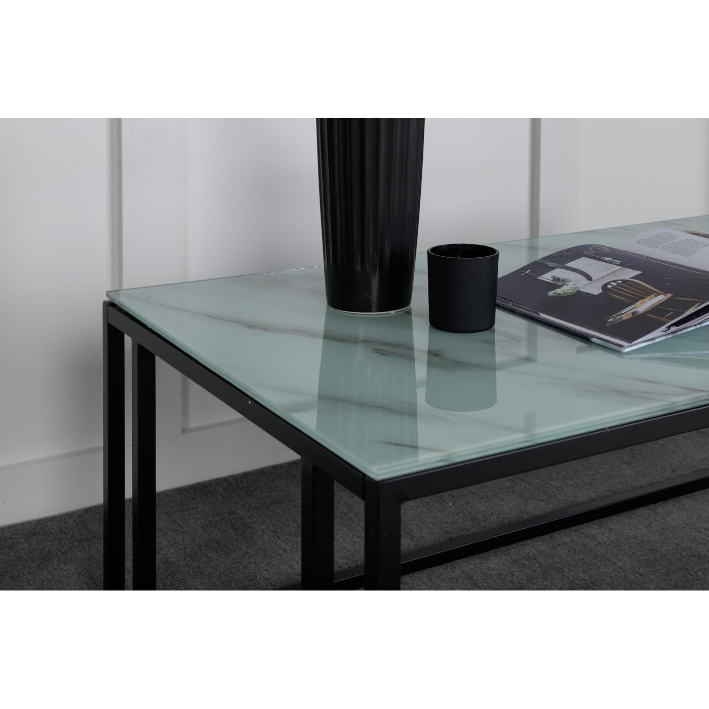 Fjôrd - Salontafel Zwart Glas 120cm - Marmer - Rock