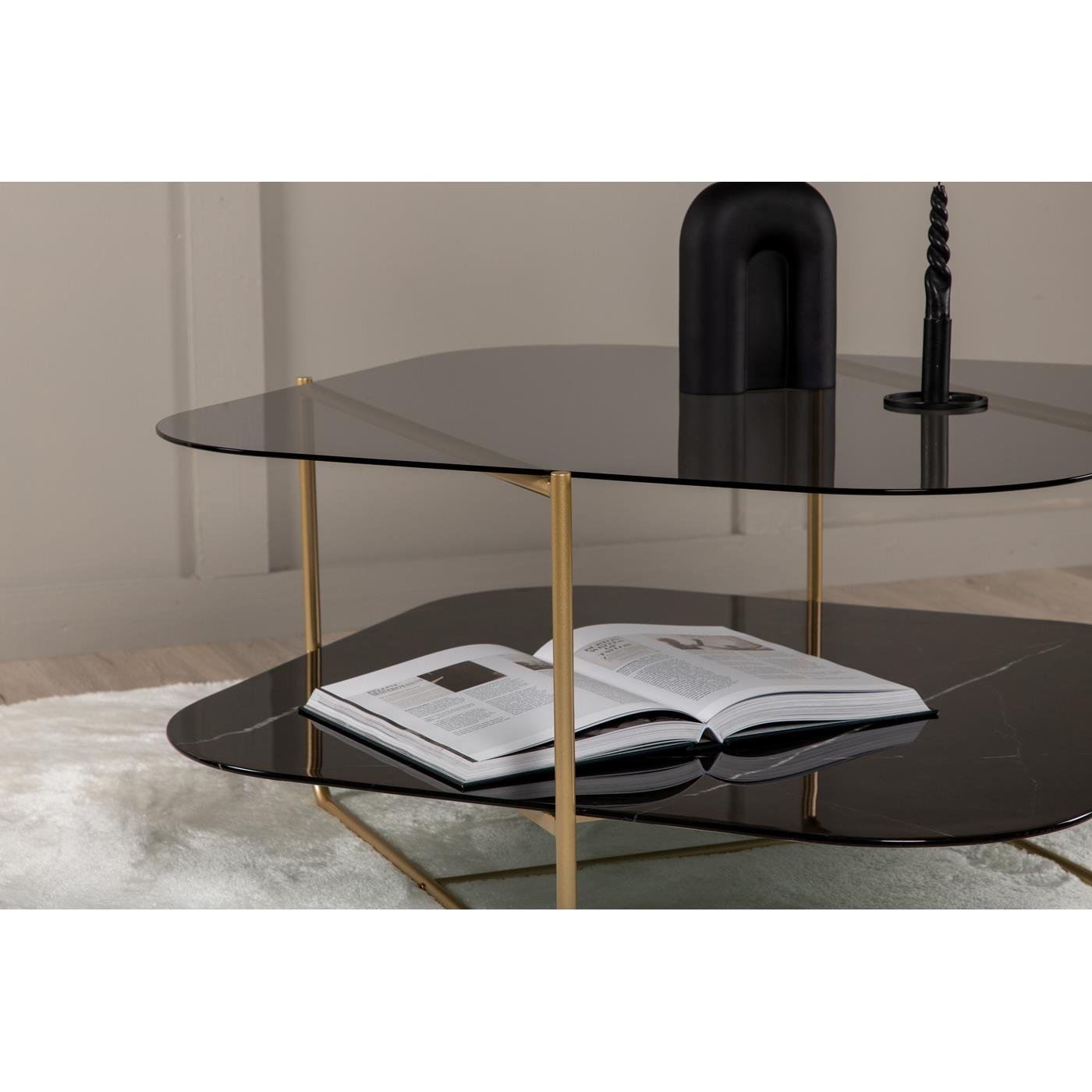 Fjôrd - Salontafel Goud 85cm - Glas - Un-line