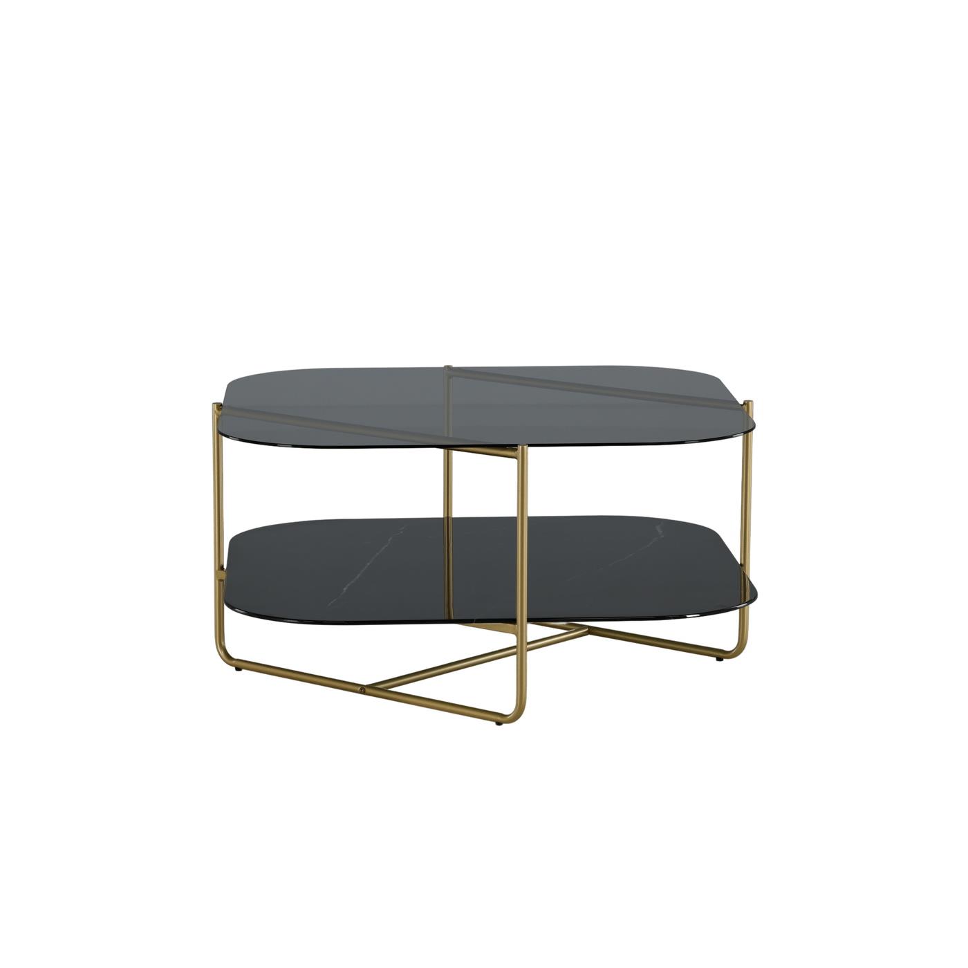 Fjôrd - Salontafel Goud 85cm - Glas - Un-line