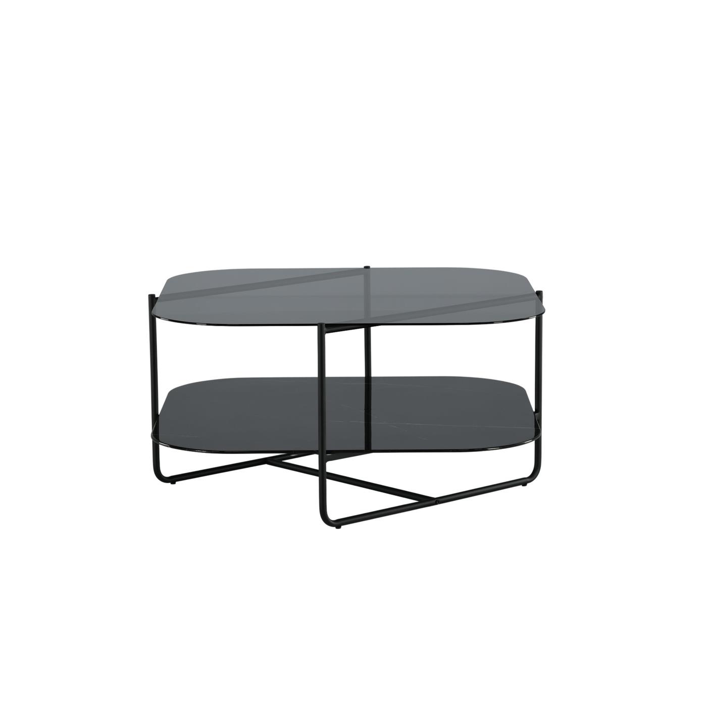 Fjôrd - Salontafel Zwart 85cm - Glas - Un-line