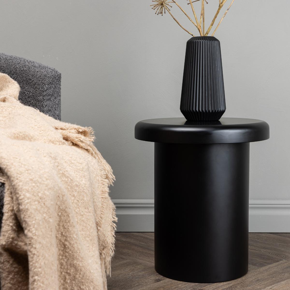 Fjôrd - Bijzettafel Zwart Ø40cm - MDF - Namsos