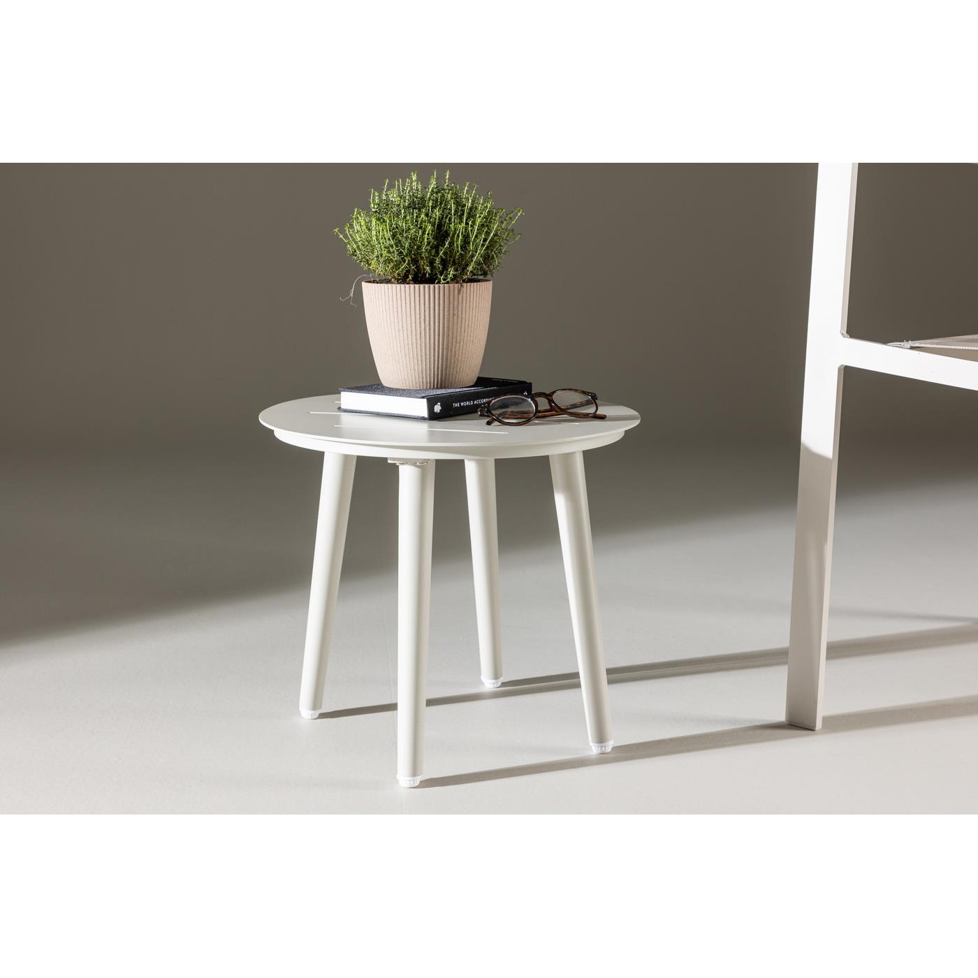 Fjôrd - Bijzettafel Beige Ø40cm -  Aluminium - Lina
