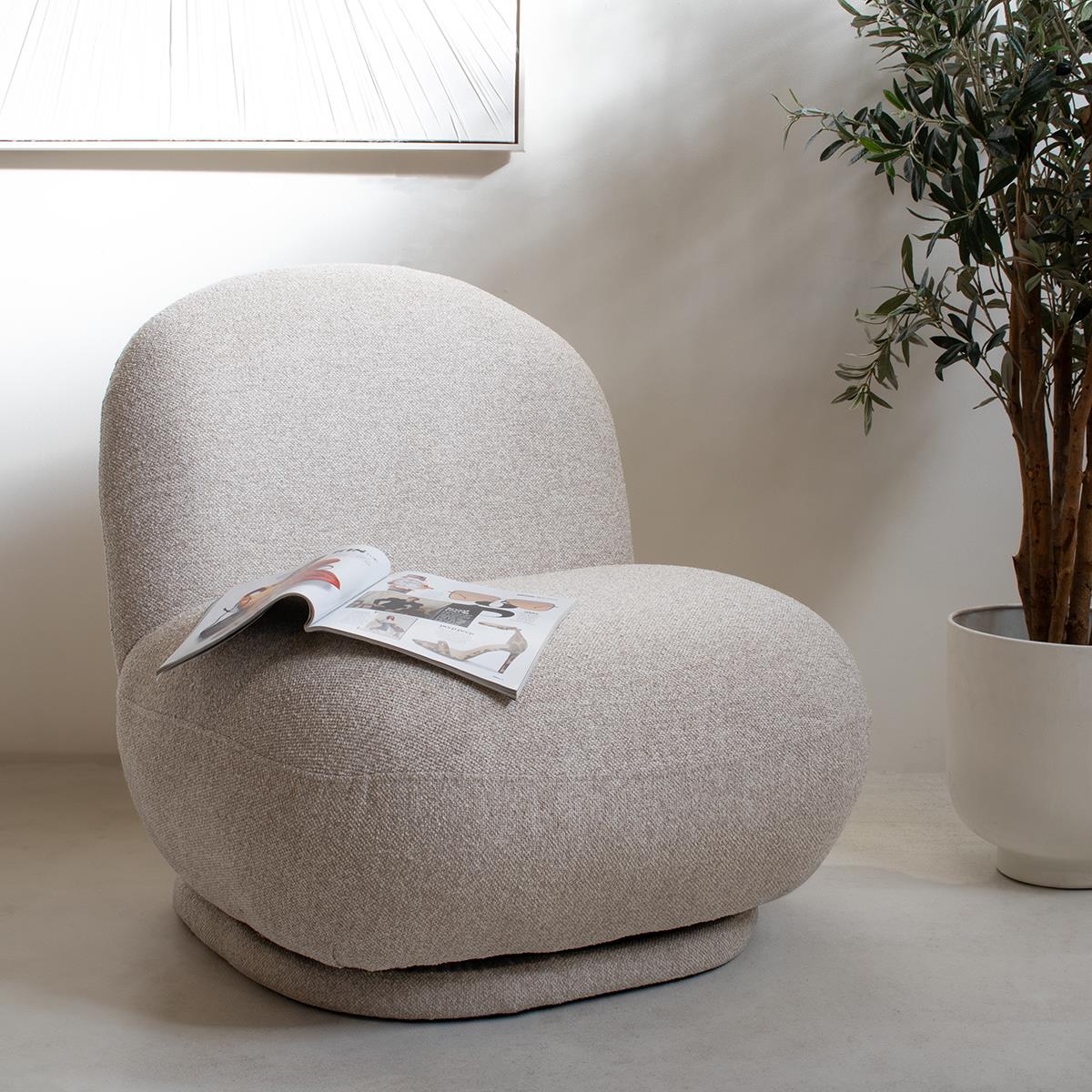 DÉJA Living - Draaifauteuil Beige 85cm - Stof - Boone