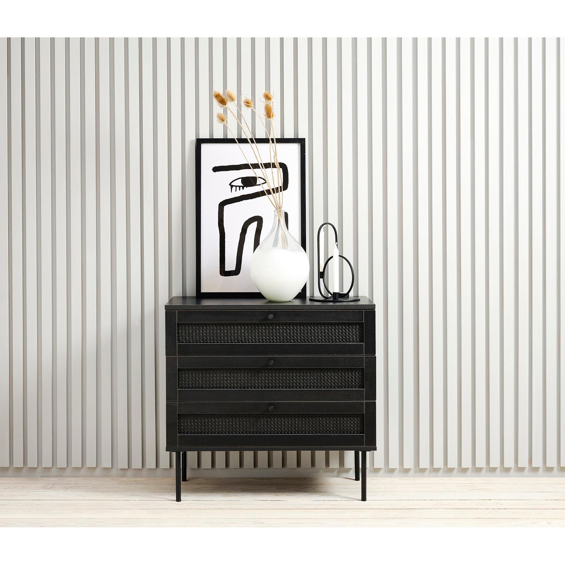 Rebellenclub Berley Dressoir met Lades - Zwart met Rattan
