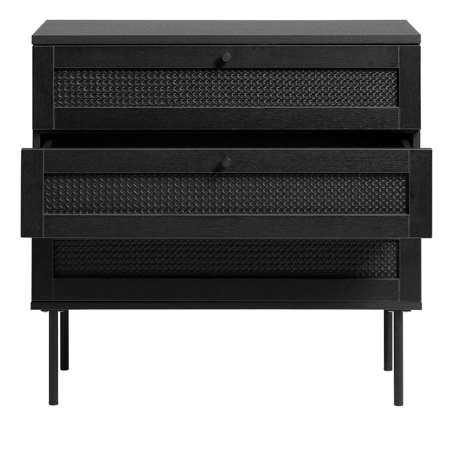 Rebellenclub Berley Dressoir met Lades - Zwart met Rattan