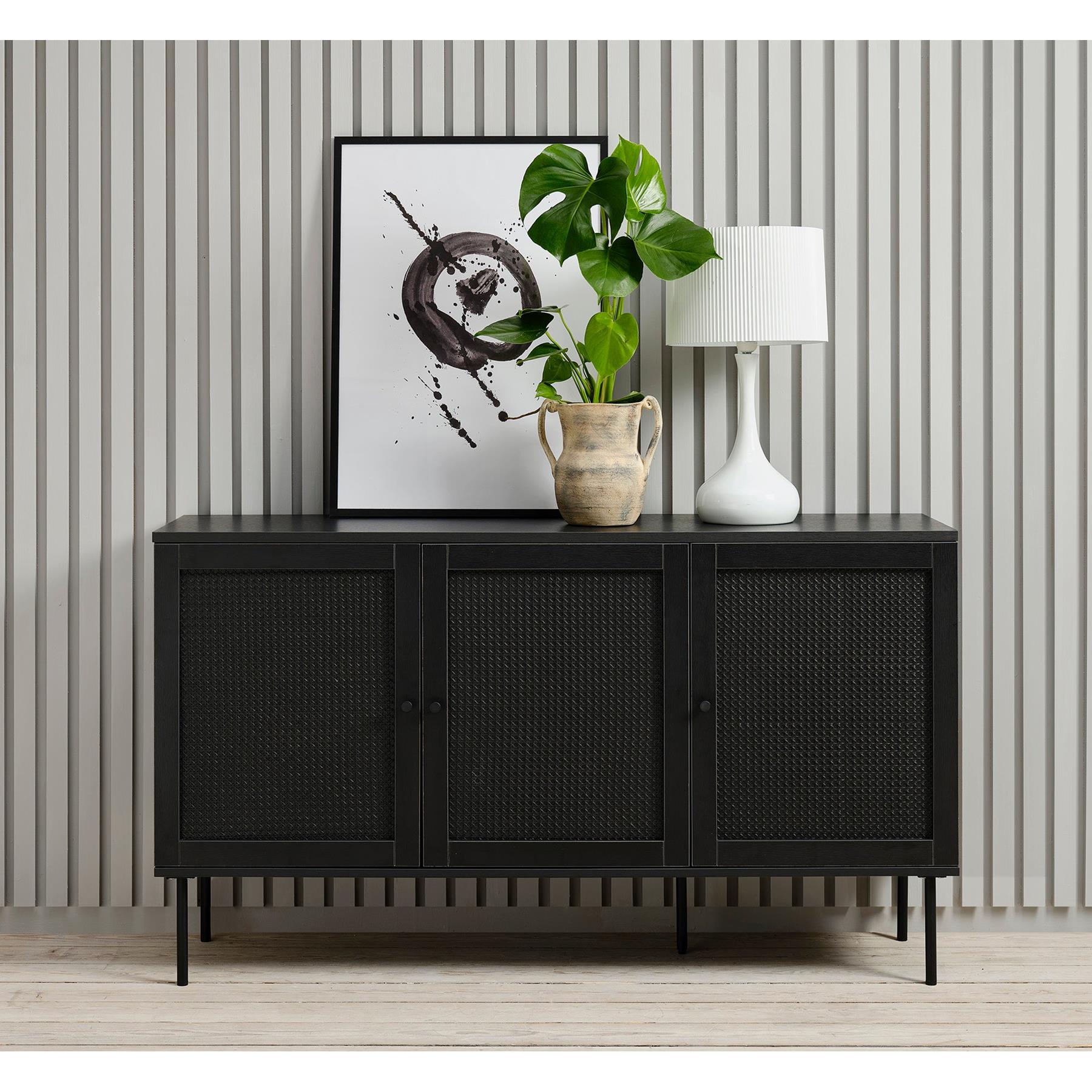 Rebellenclub Berley Dressoir - Zwart met Rattan