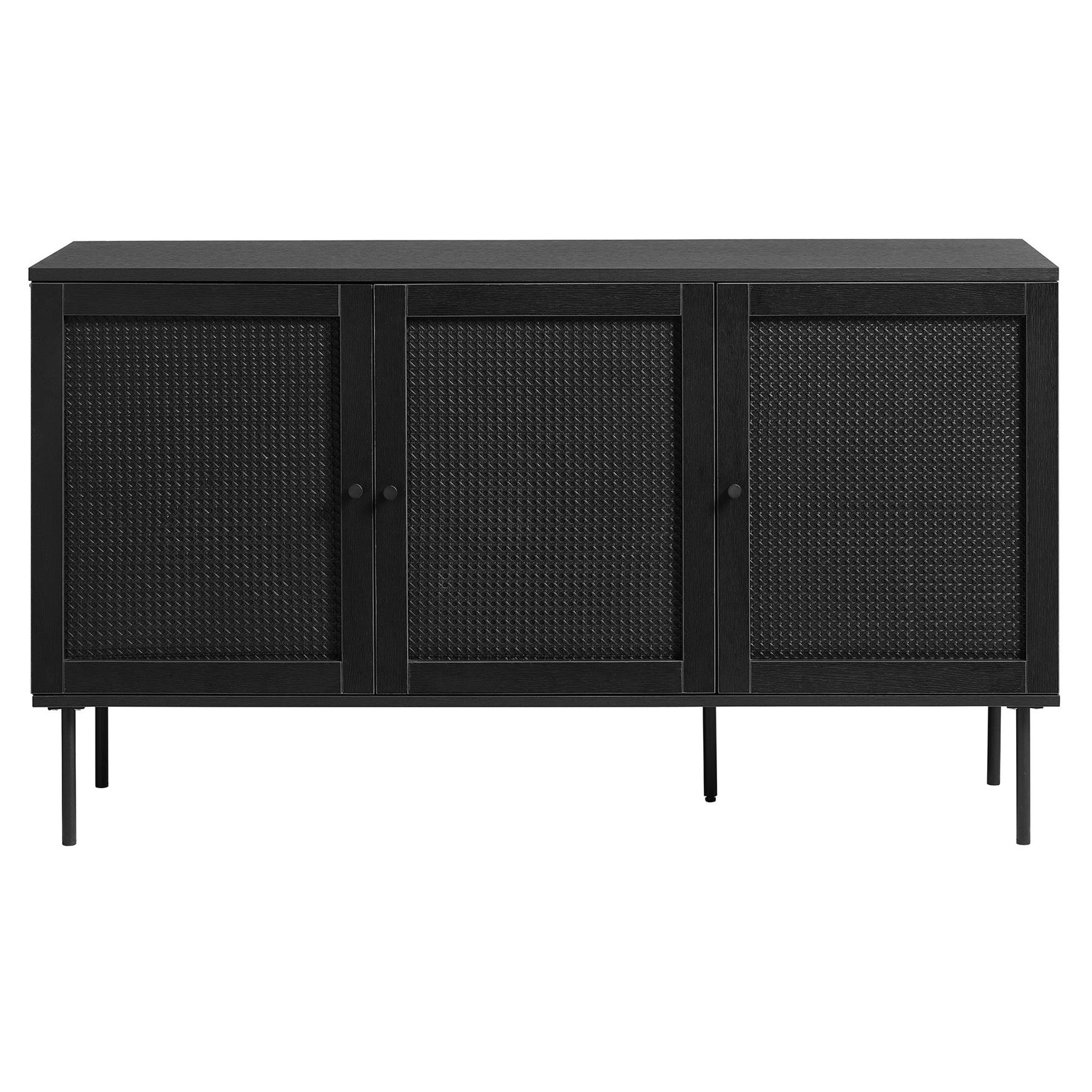 Rebellenclub Berley Dressoir - Zwart met Rattan