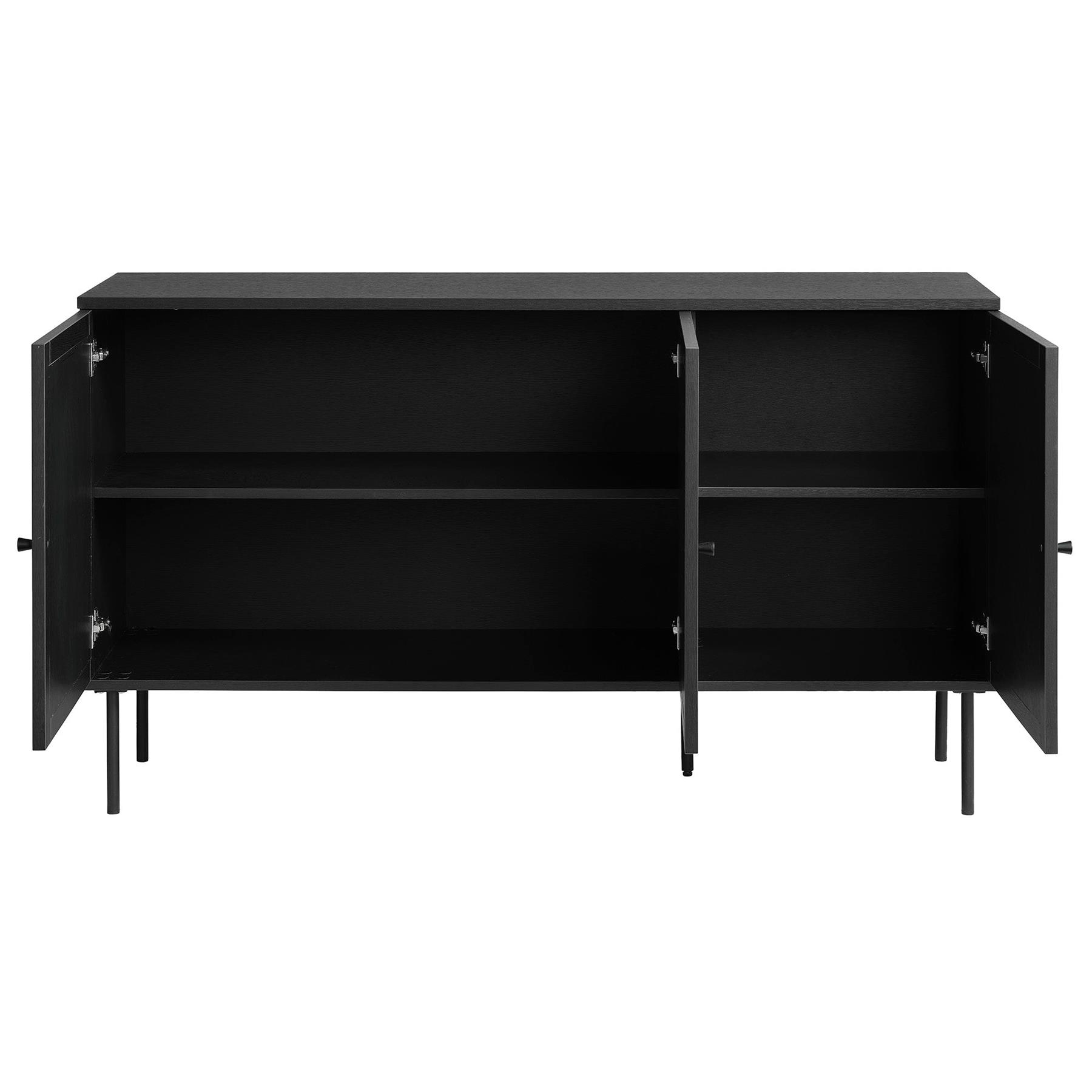 Rebellenclub Berley Dressoir - Zwart met Rattan