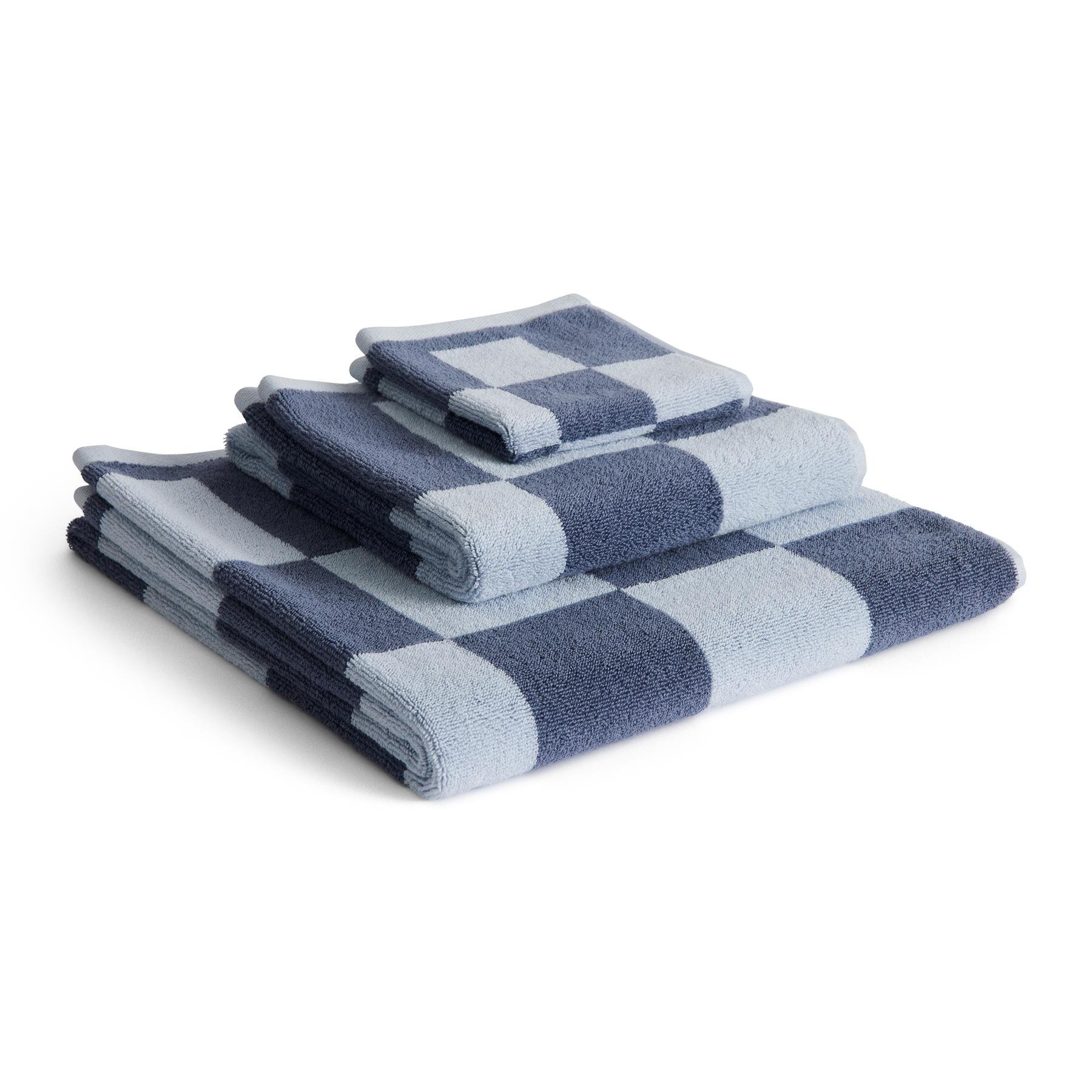 HAY Check Handdoek - Staal Blauw