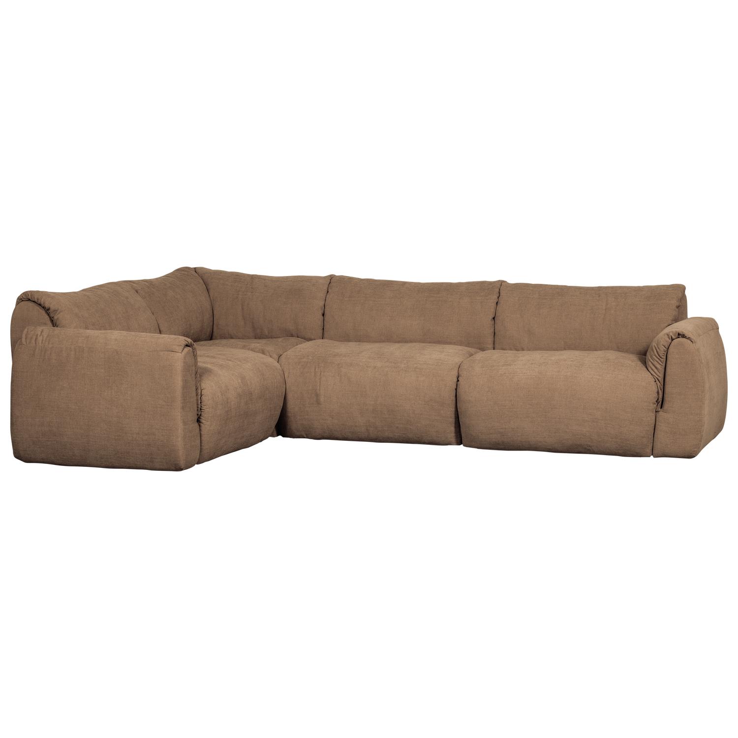 WOOOD Baggy Hoekbank Links - Geweven Chenille - Bruin - 81x301x210