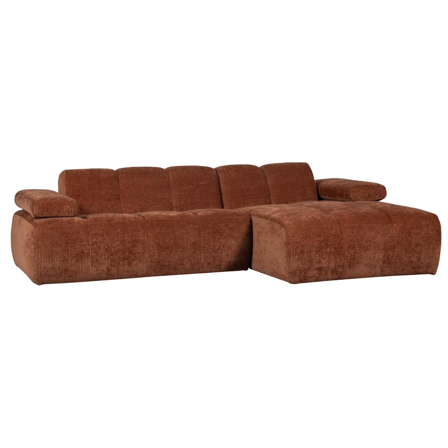 WOOOD Mojo Chaise Longue Bank Rechts - Ribstof - Roest Bruin