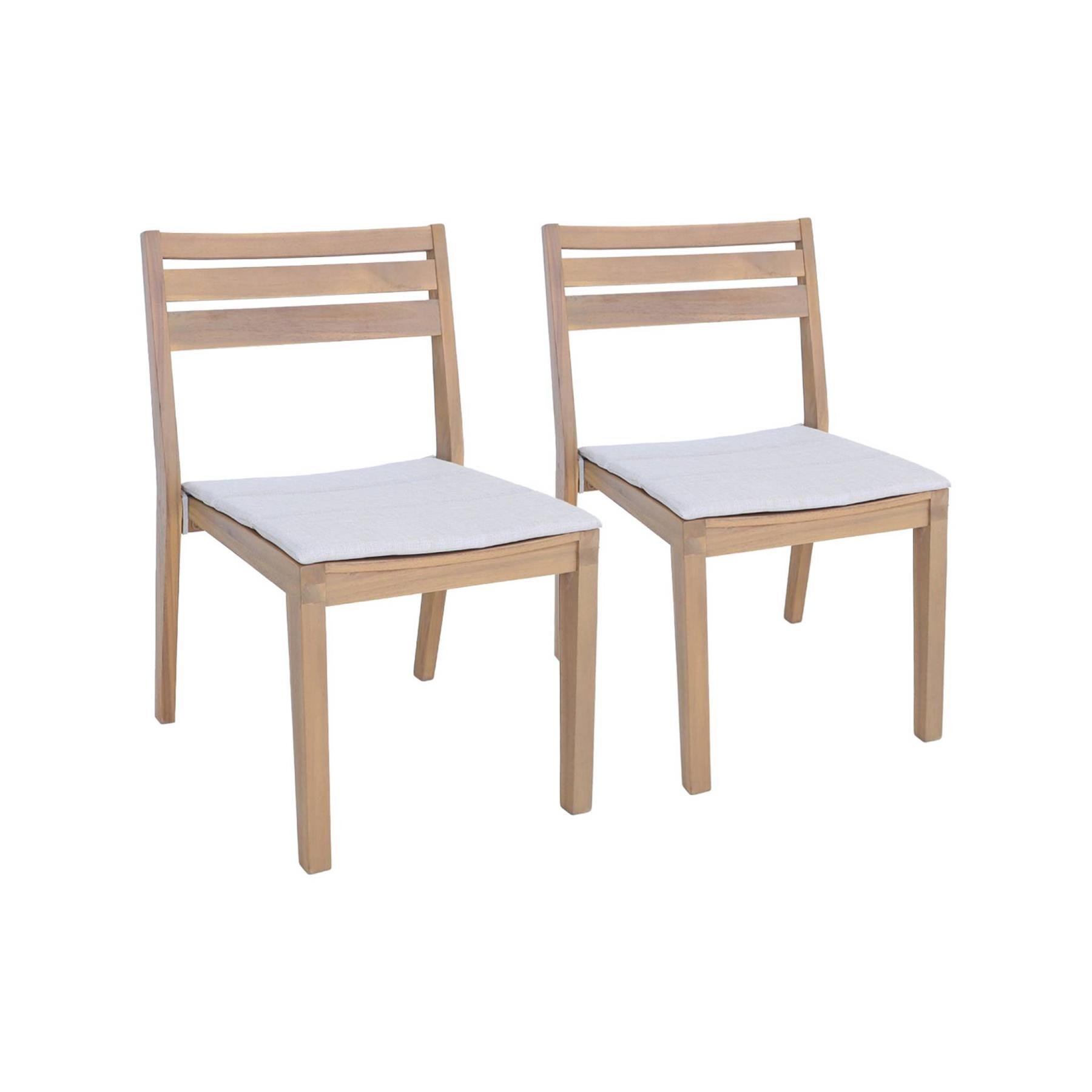sweeek - Set van 2 acaciahouten tuinstoelen met kussen