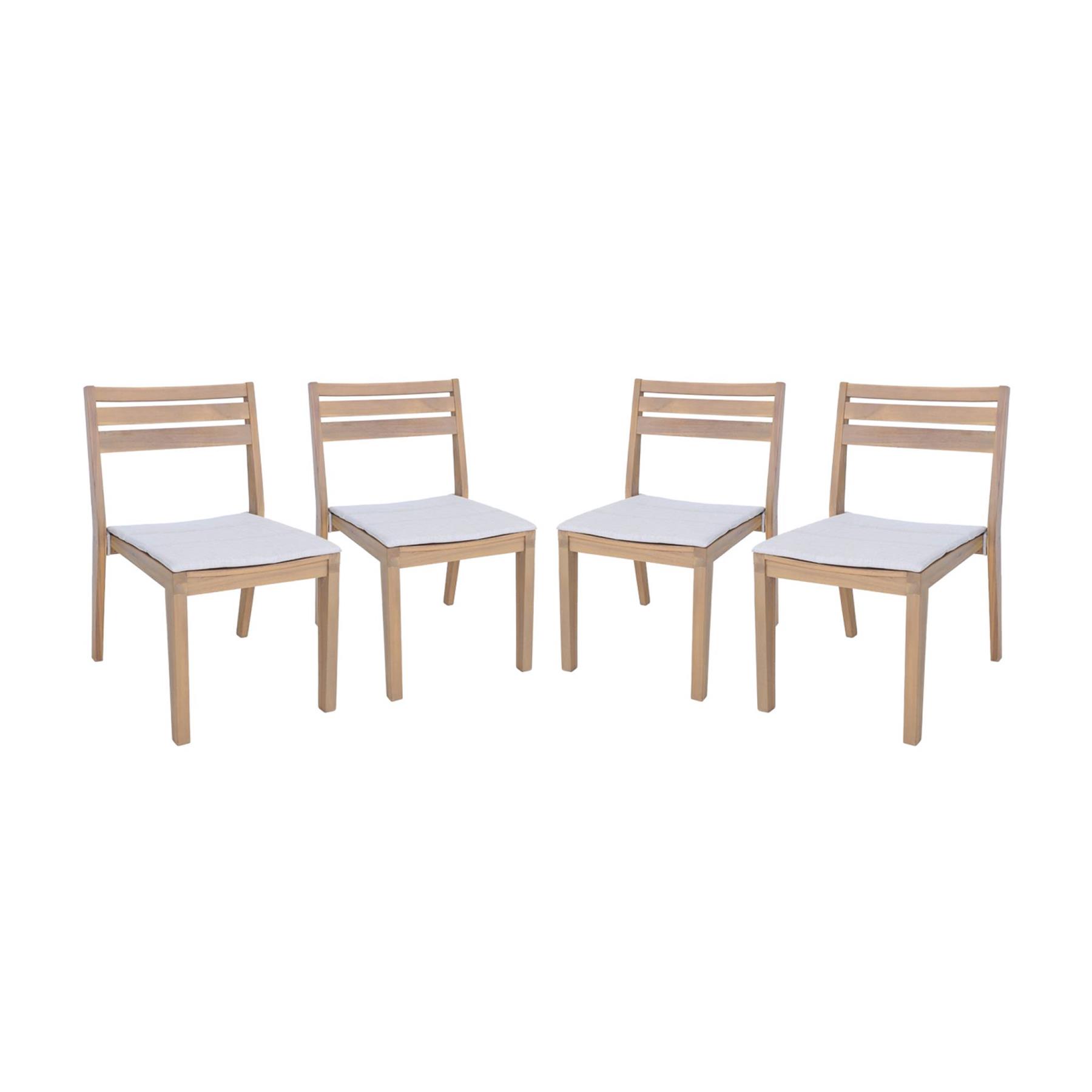 sweeek - Set van 4 acaciahouten tuinstoelen met kussen