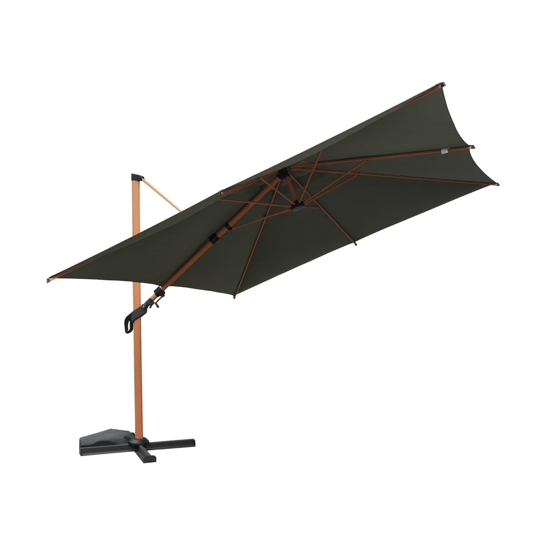 sweeek - Rechthoekige parasol 3x4m, mast met houtlook