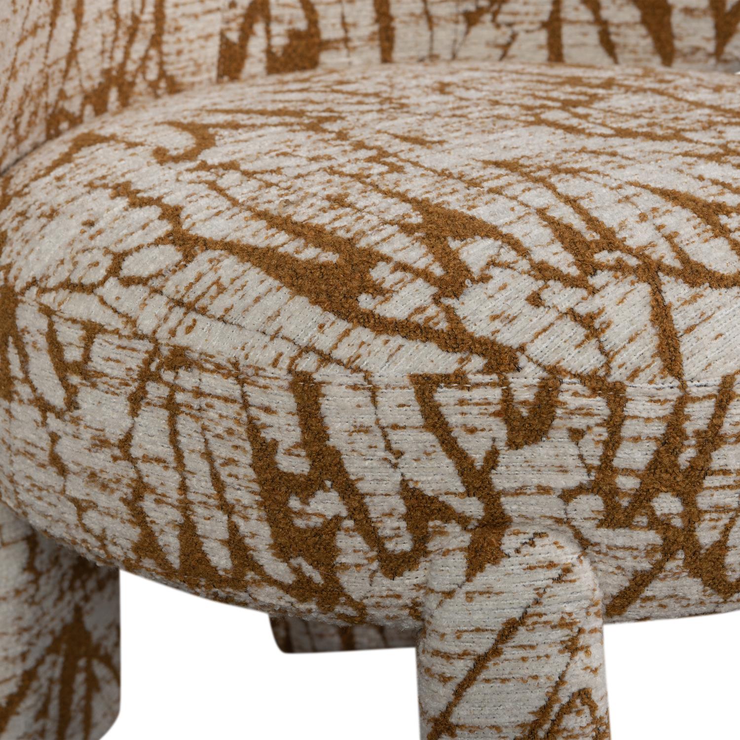 WOOOD Upke Fauteuil Met Dessin - Polyester - Naturel|Bruin - 76x75x69