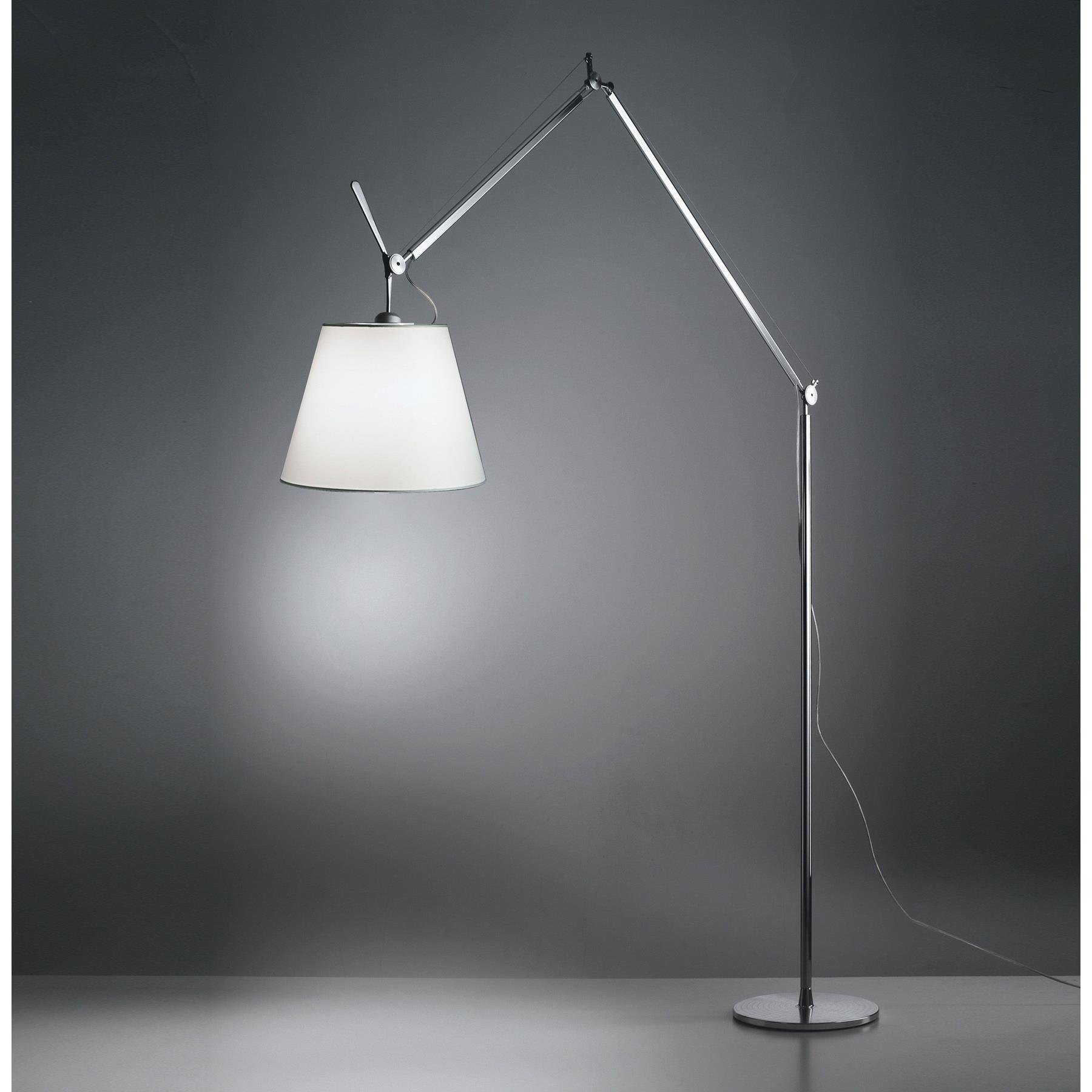 Artemide Tolomeo Mega Terra booglamp LED 3000K snoerdimmer alu grijs