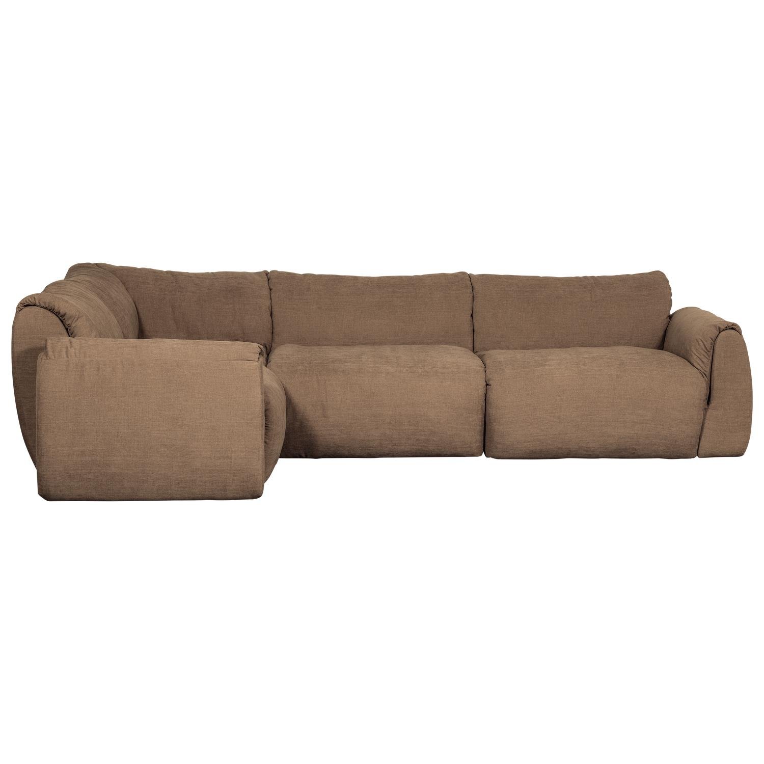 WOOOD Baggy Hoekbank Links - Geweven Chenille - Bruin - 81x301x210