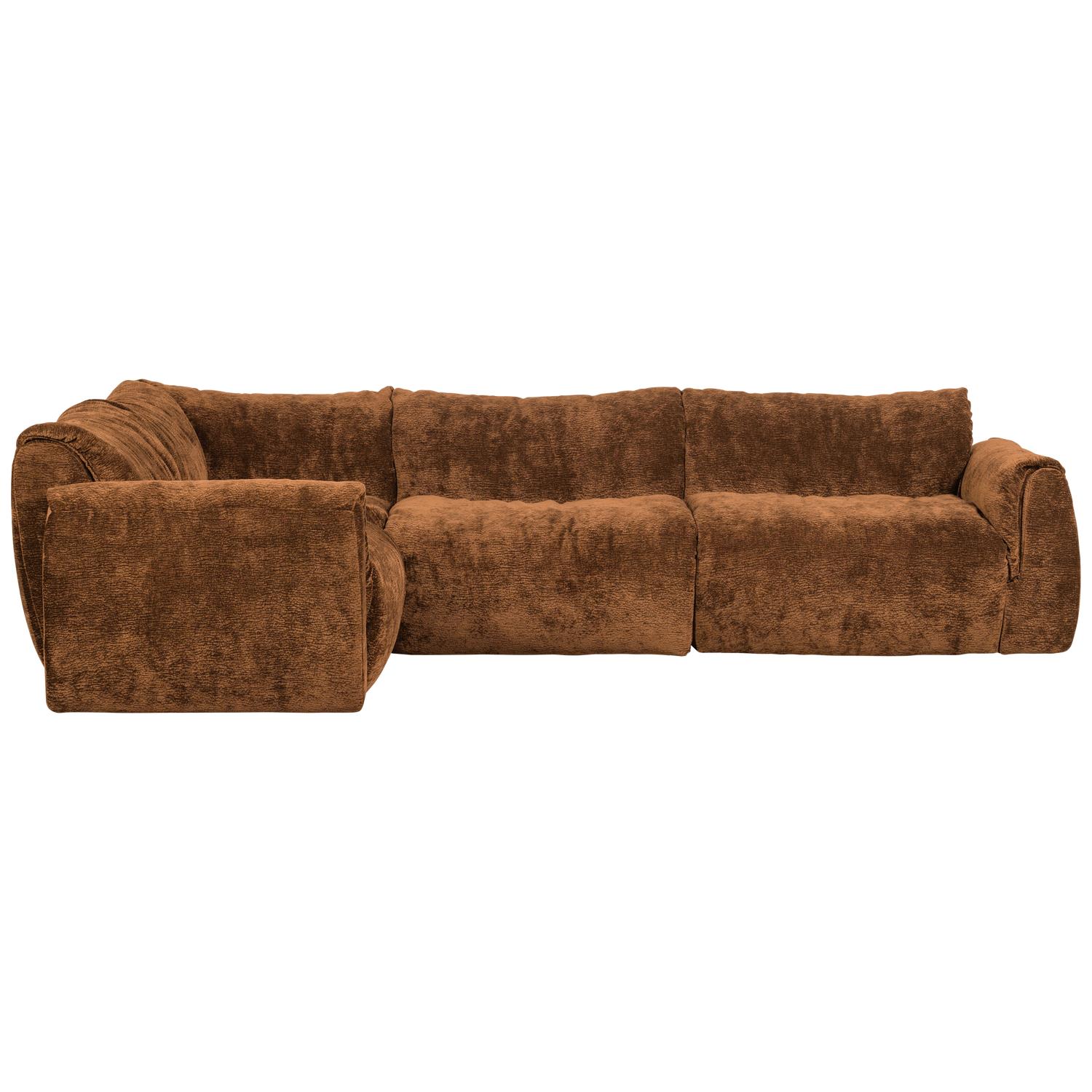 WOOOD Baggy Hoekbank Links - 3D Chenille - Midden Bruin - 81x301x210