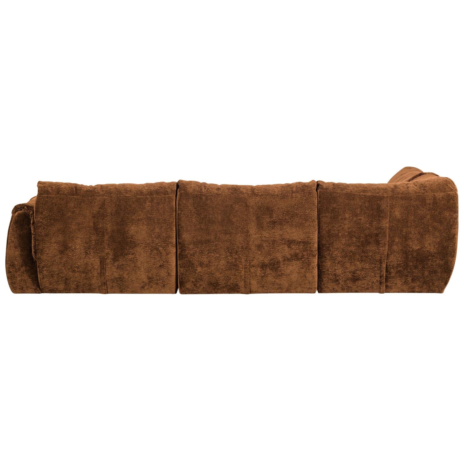 WOOOD Baggy Hoekbank Links - 3D Chenille - Midden Bruin - 81x301x210