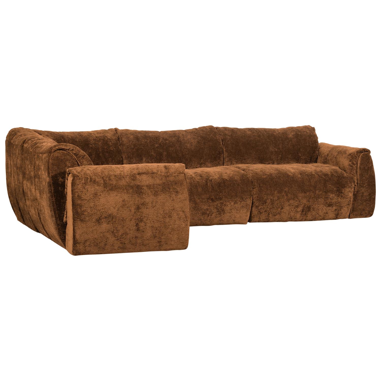 WOOOD Baggy Hoekbank Links - 3D Chenille - Midden Bruin - 81x301x210