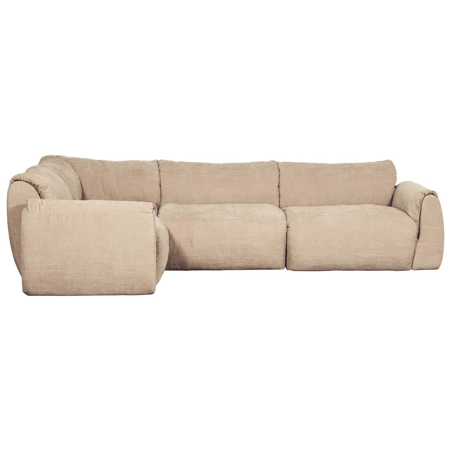 WOOOD Baggy Hoekbank Links - Geweven Chenille - Zand - 81x301x210