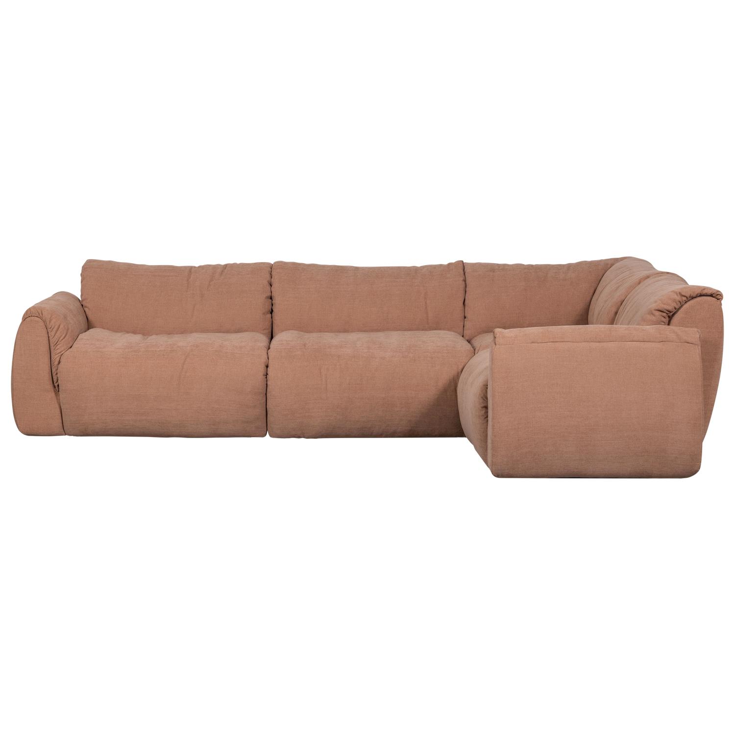 WOOOD Baggy Hoekbank Rechts - Geweven Chenille - Oud Roze - 81x396x214