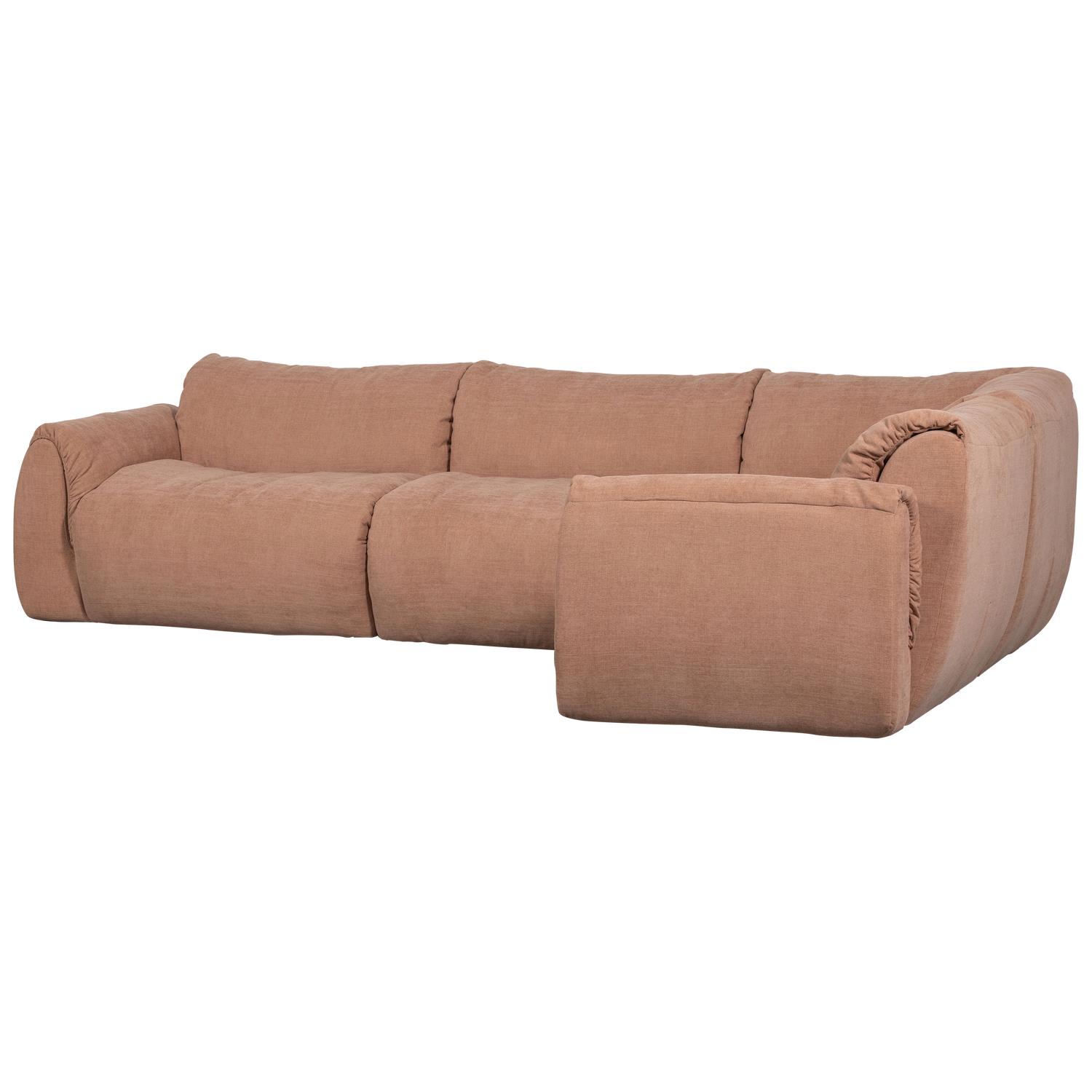 WOOOD Baggy Hoekbank Rechts - Geweven Chenille - Oud Roze - 81x396x214