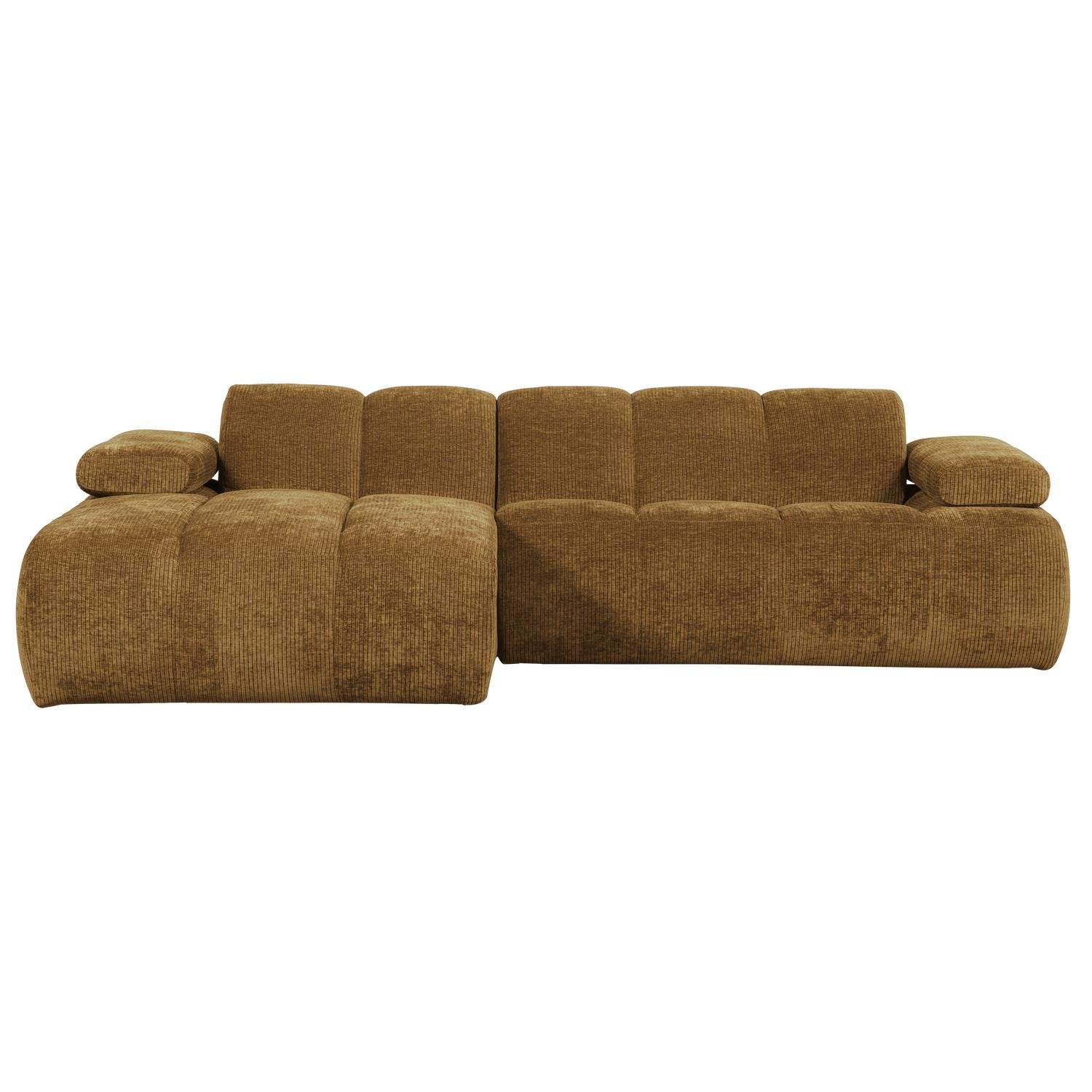 WOOOD Mojo Chaise Longue Bank Links - Geweven Ribstof - Honing Geel