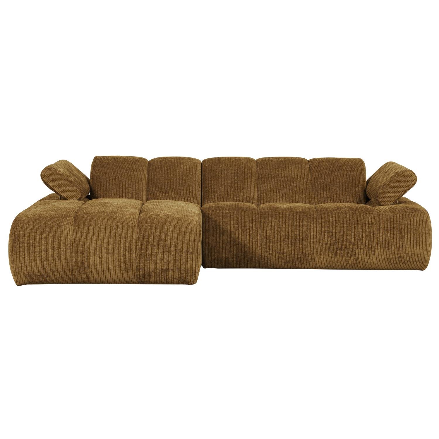 WOOOD Mojo Chaise Longue Bank Links - Geweven Ribstof - Honing Geel