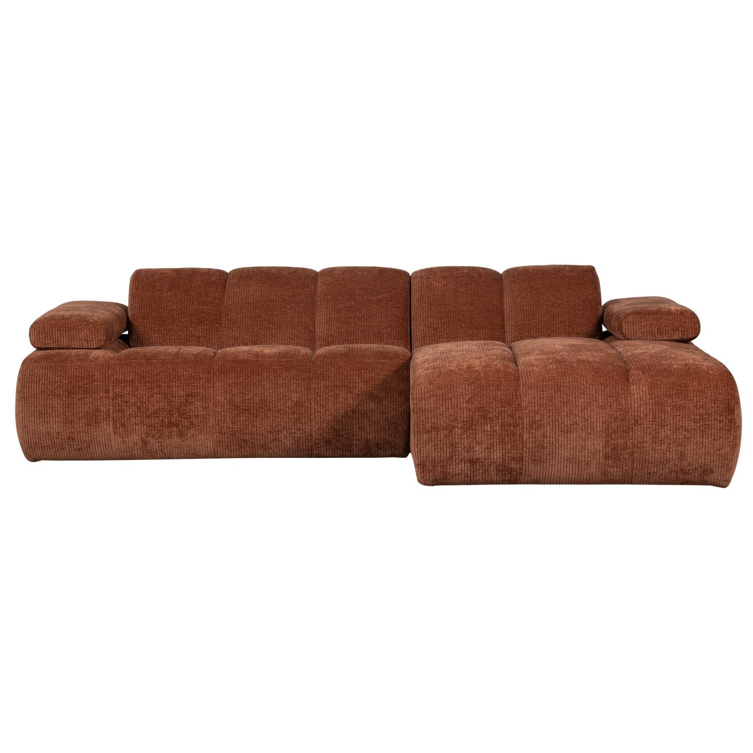 WOOOD Mojo Chaise Longue Bank Rechts - Ribstof - Roest Bruin