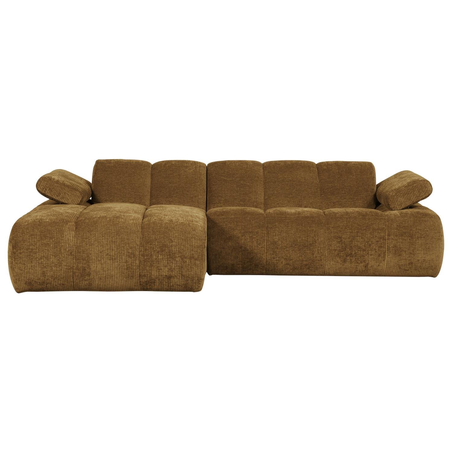 WOOOD Mojo Chaise Longue Bank Links - Geweven Ribstof - Honing Geel