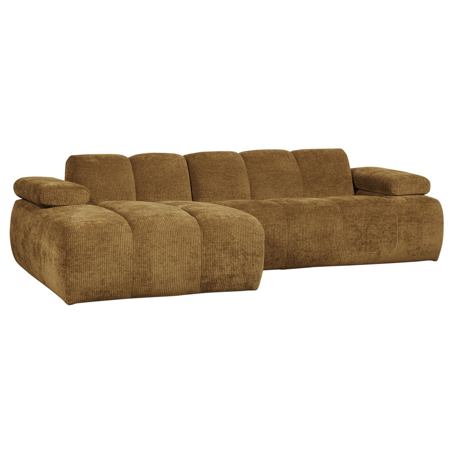 WOOOD Mojo Chaise Longue Bank Links - Geweven Ribstof - Honing Geel