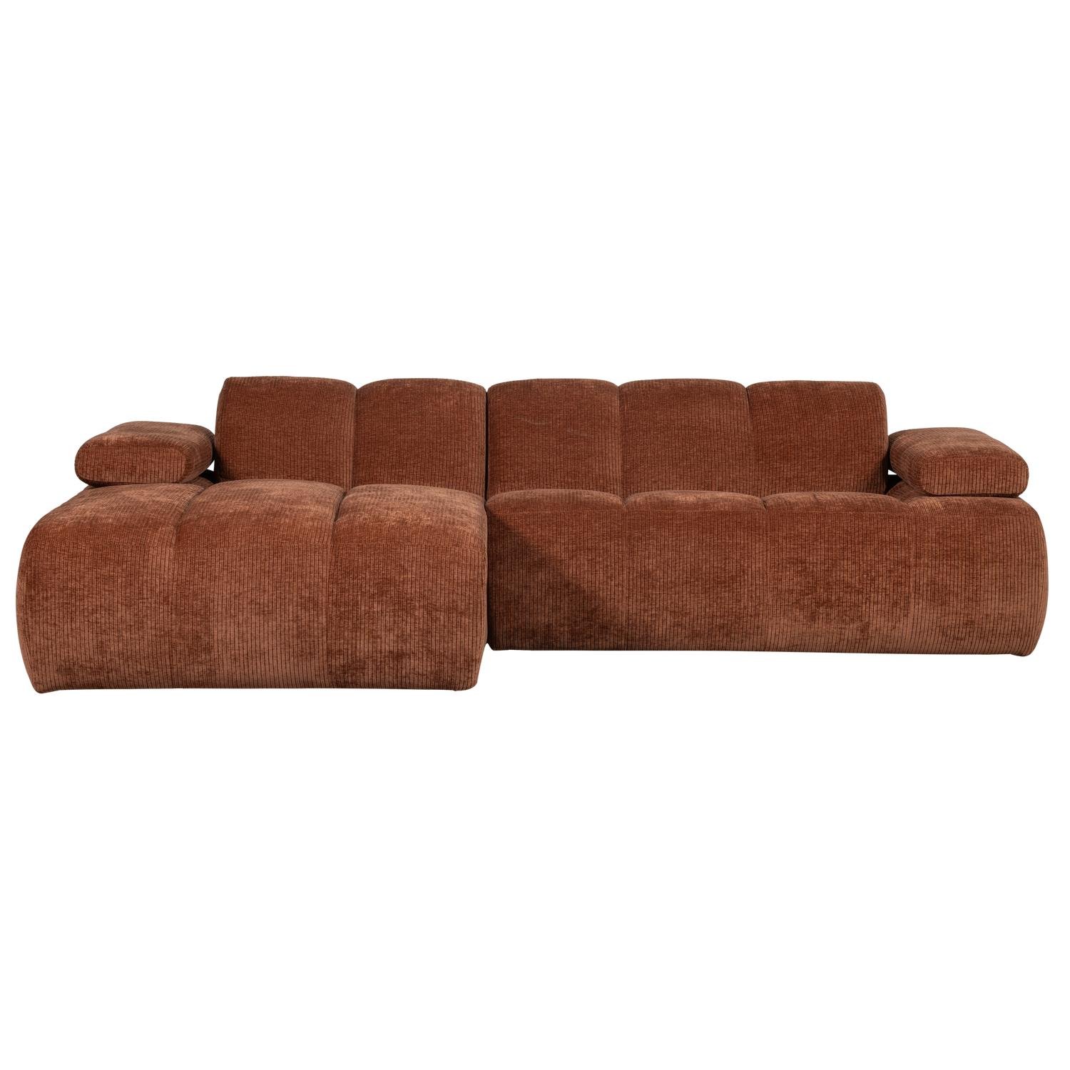 WOOOD Mojo Chaise Longue Bank Links - Geweven Ribstof - Roest Bruin