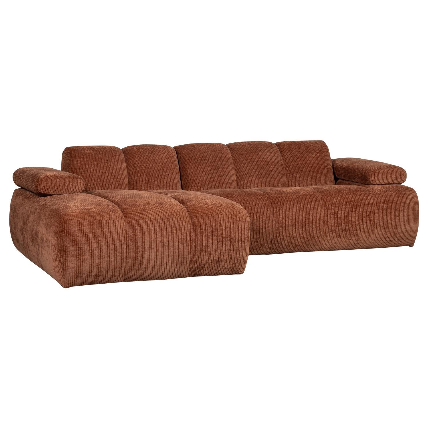 WOOOD Mojo Chaise Longue Bank Links - Geweven Ribstof - Roest Bruin