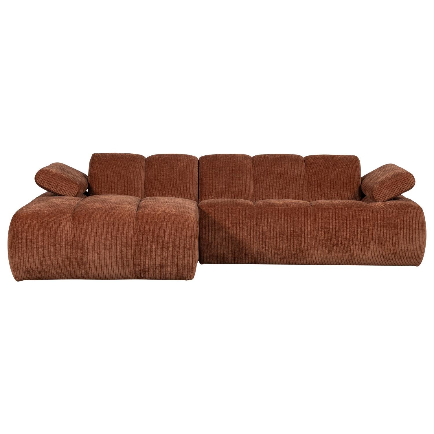 WOOOD Mojo Chaise Longue Bank Links - Geweven Ribstof - Roest Bruin