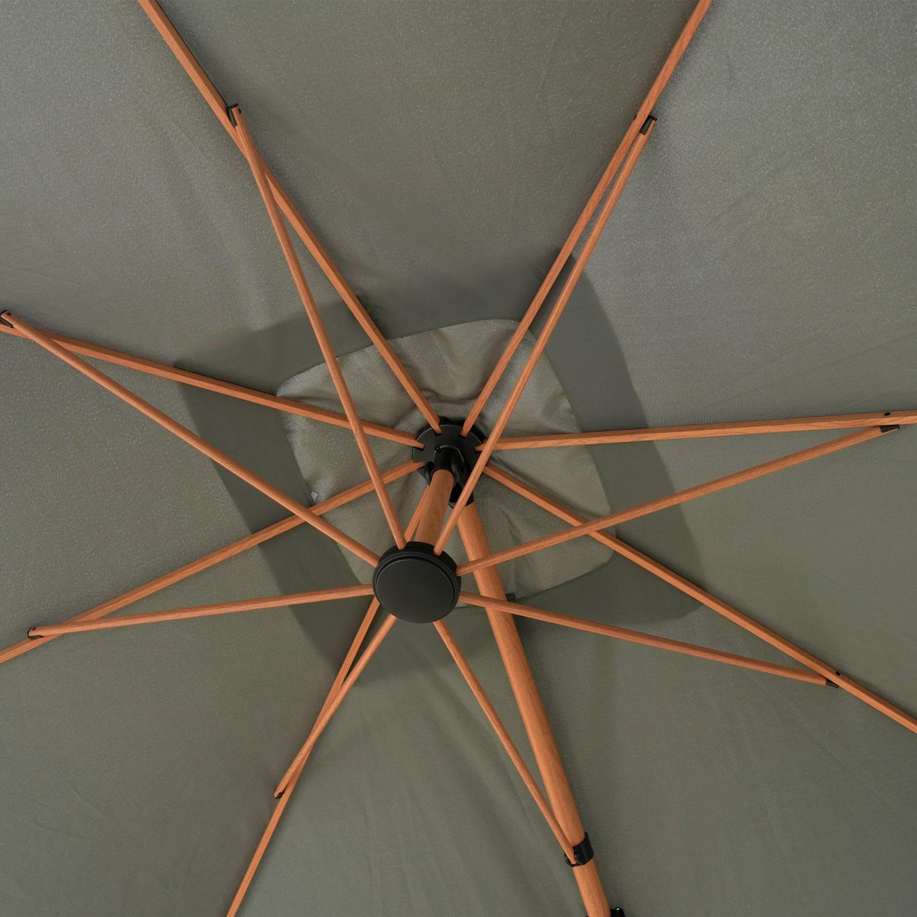 sweeek - Rechthoekige parasol 3x4m, mast met houtlook