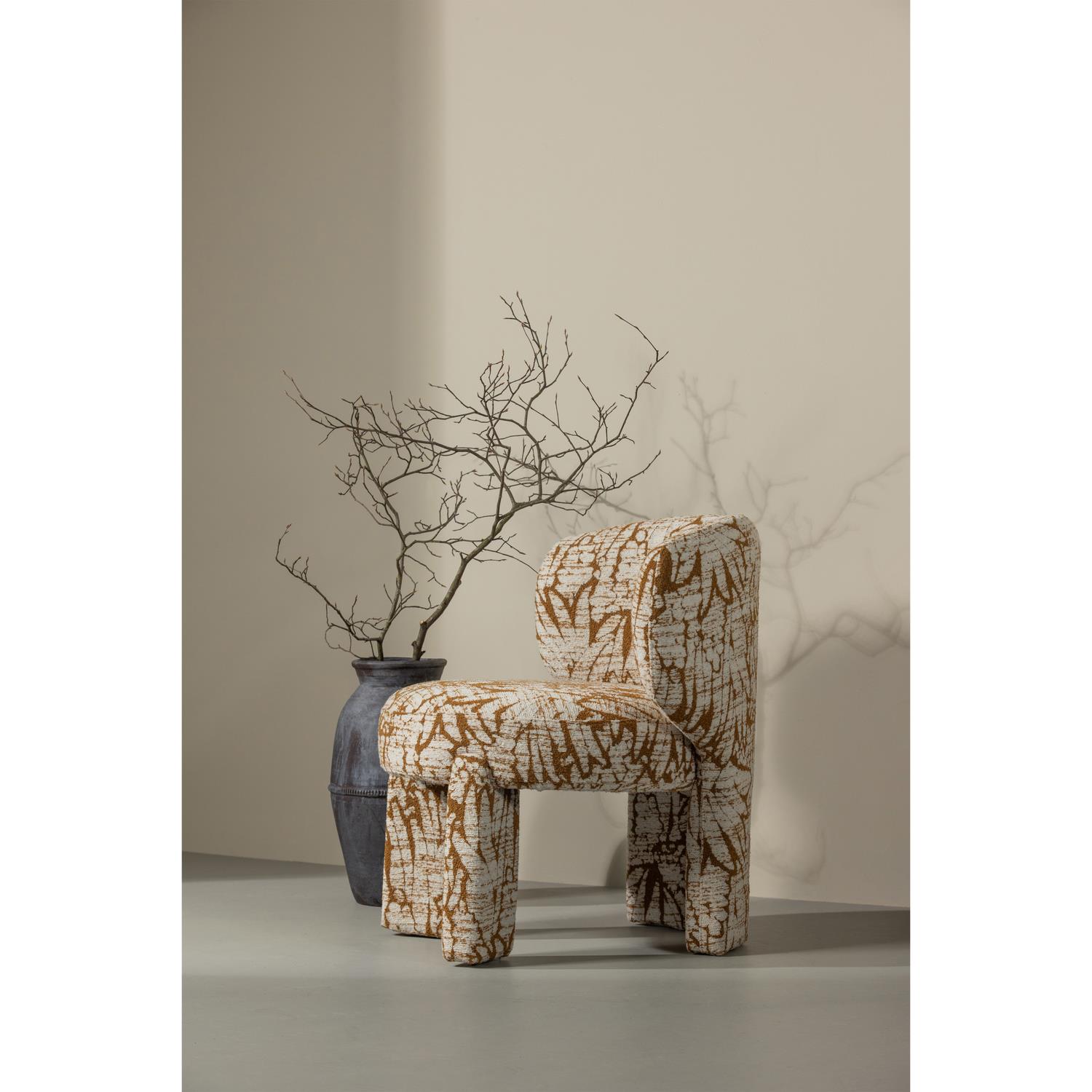 WOOOD Upke Fauteuil Met Dessin - Polyester - Naturel|Bruin - 76x75x69