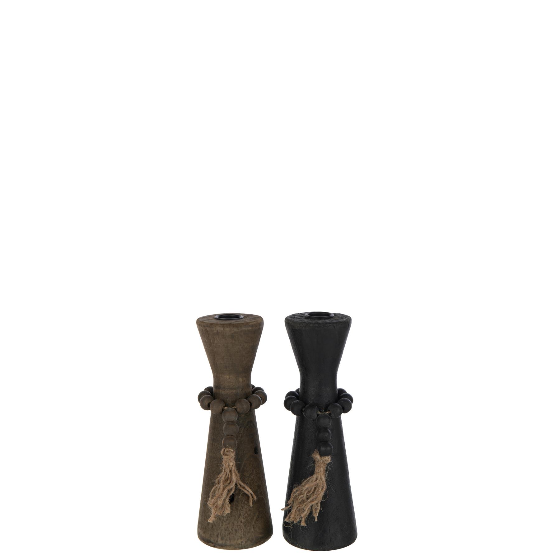 J-Line kaarshouder Nut - ijzer - zwart|bruin - 2 stuks