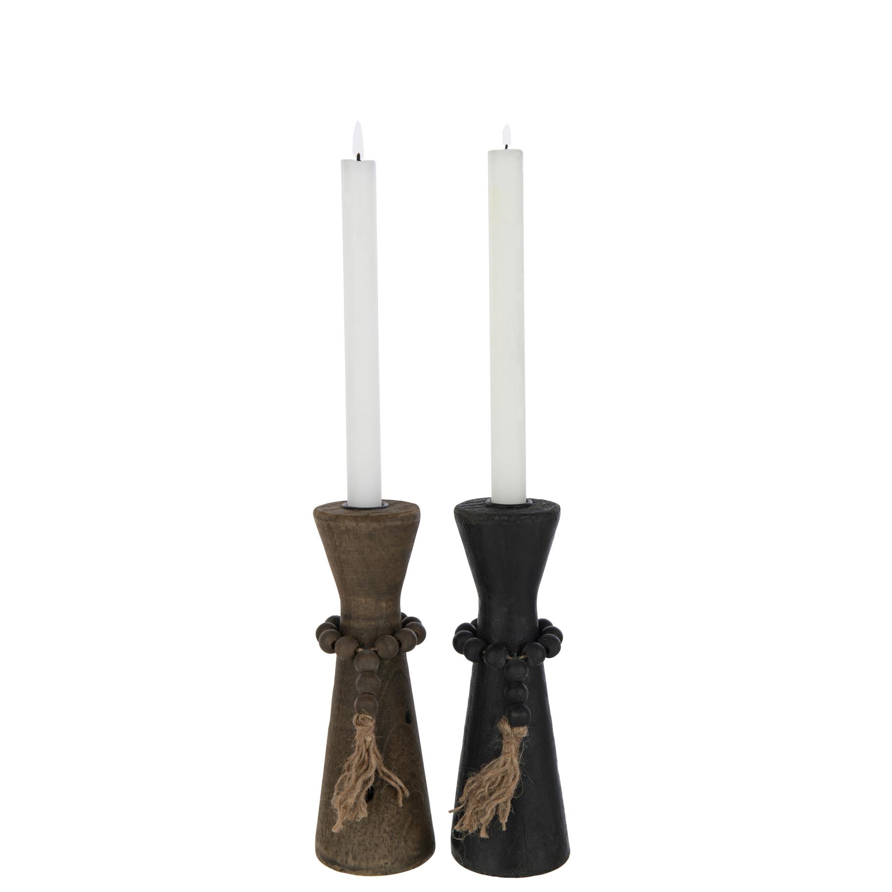 J-Line kaarshouder Nut - ijzer - zwart|bruin - 2 stuks