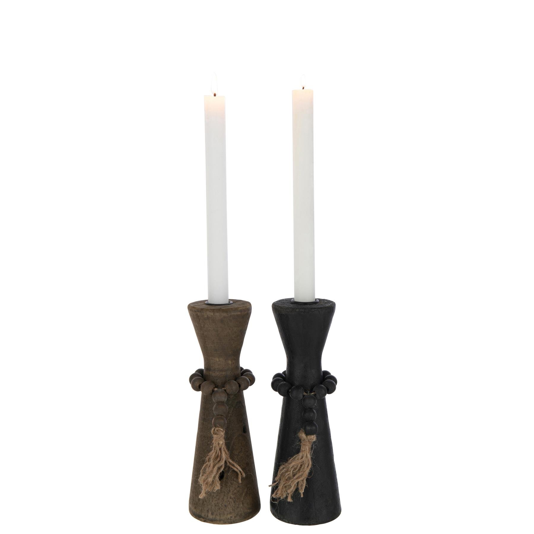 J-Line kaarshouder Nut - ijzer - zwart|bruin - 2 stuks