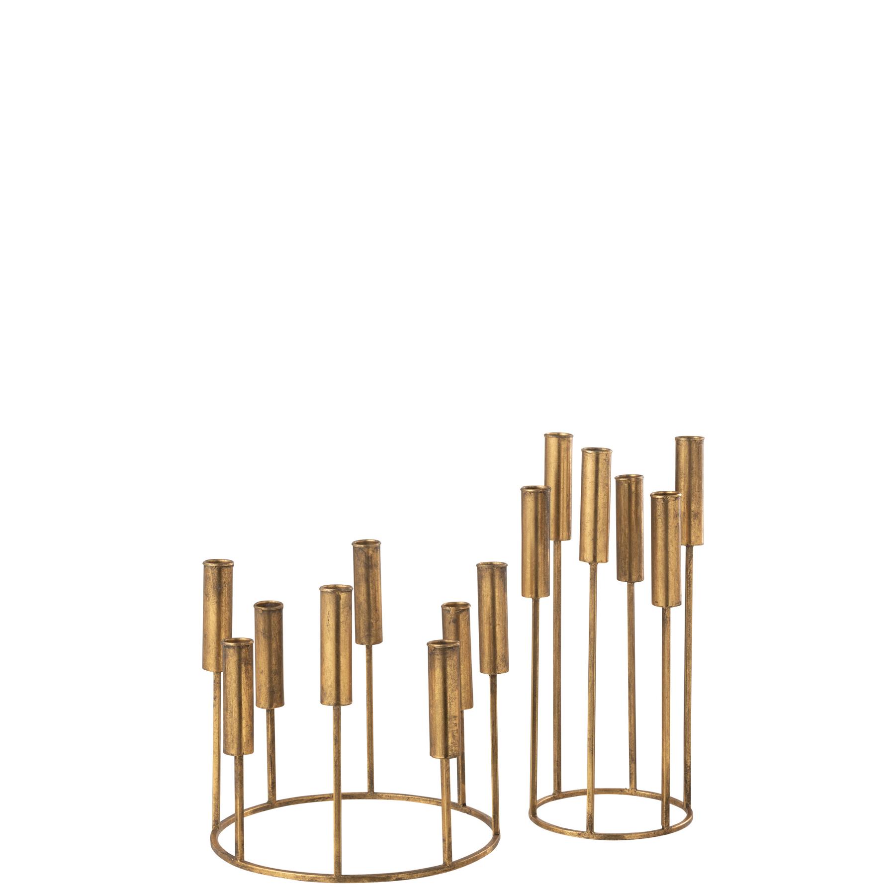J-Line kandelaar Pierre - ijzer - goud - 2 stuks