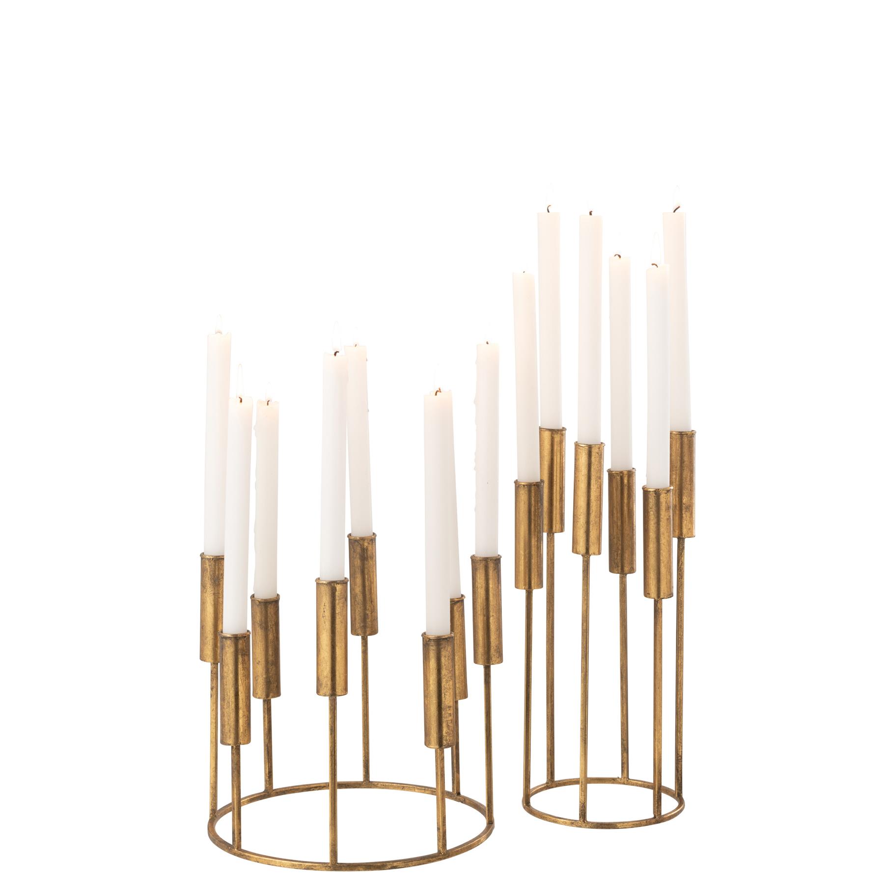 J-Line kandelaar Pierre - ijzer - goud - 2 stuks
