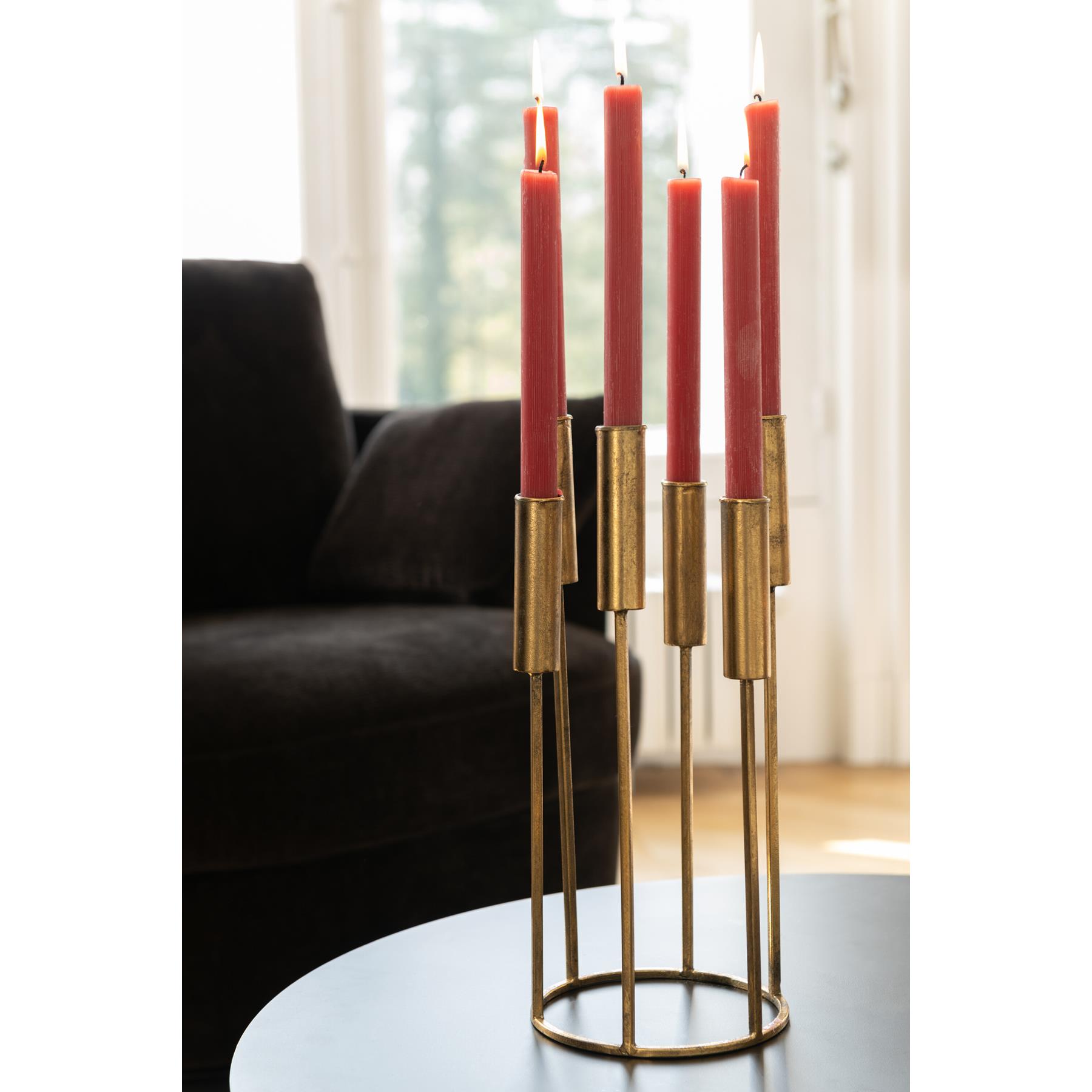 J-Line kandelaar Pierre - ijzer - goud - 2 stuks