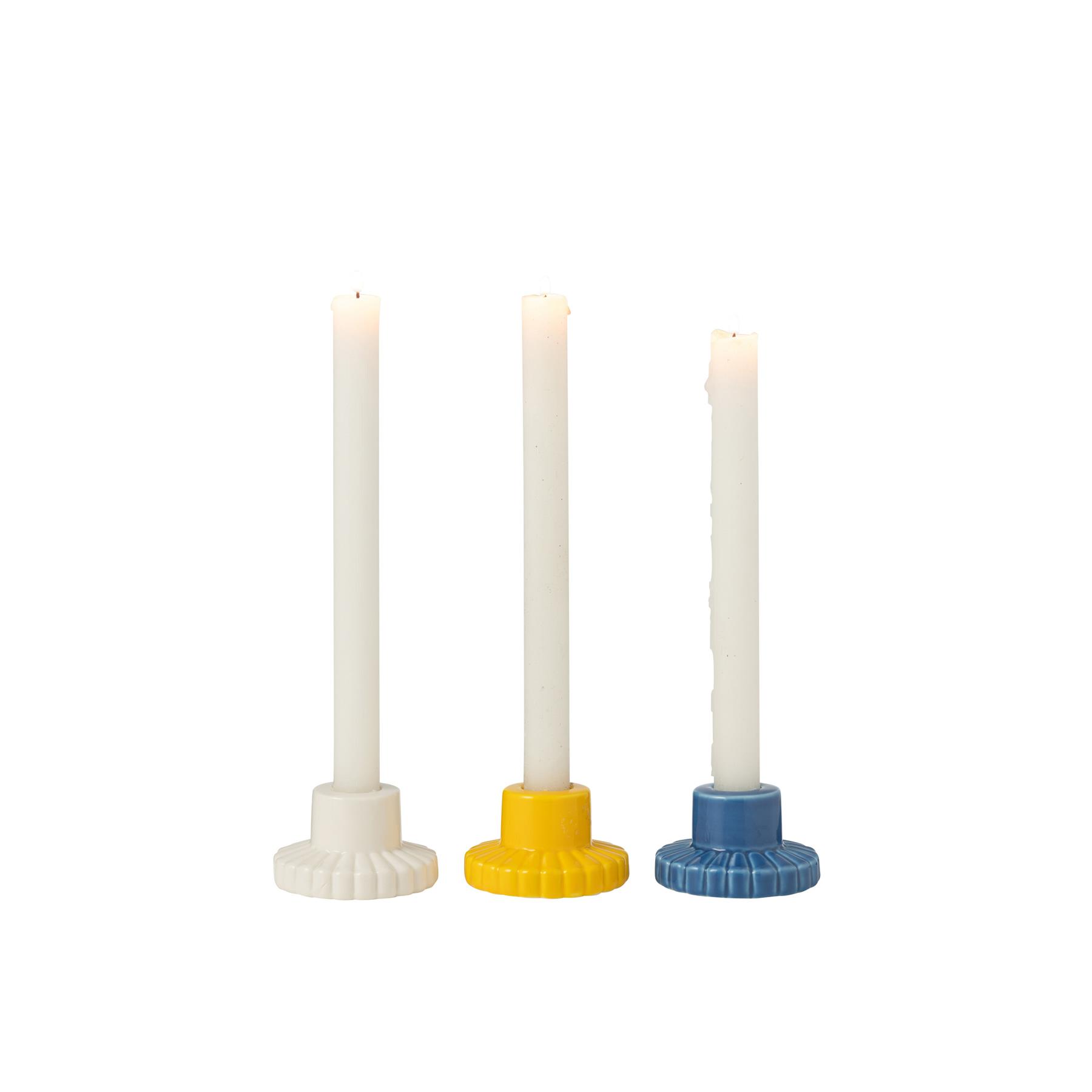 J-Line kandelaar Strepen - porselein - mix - 3 stuks