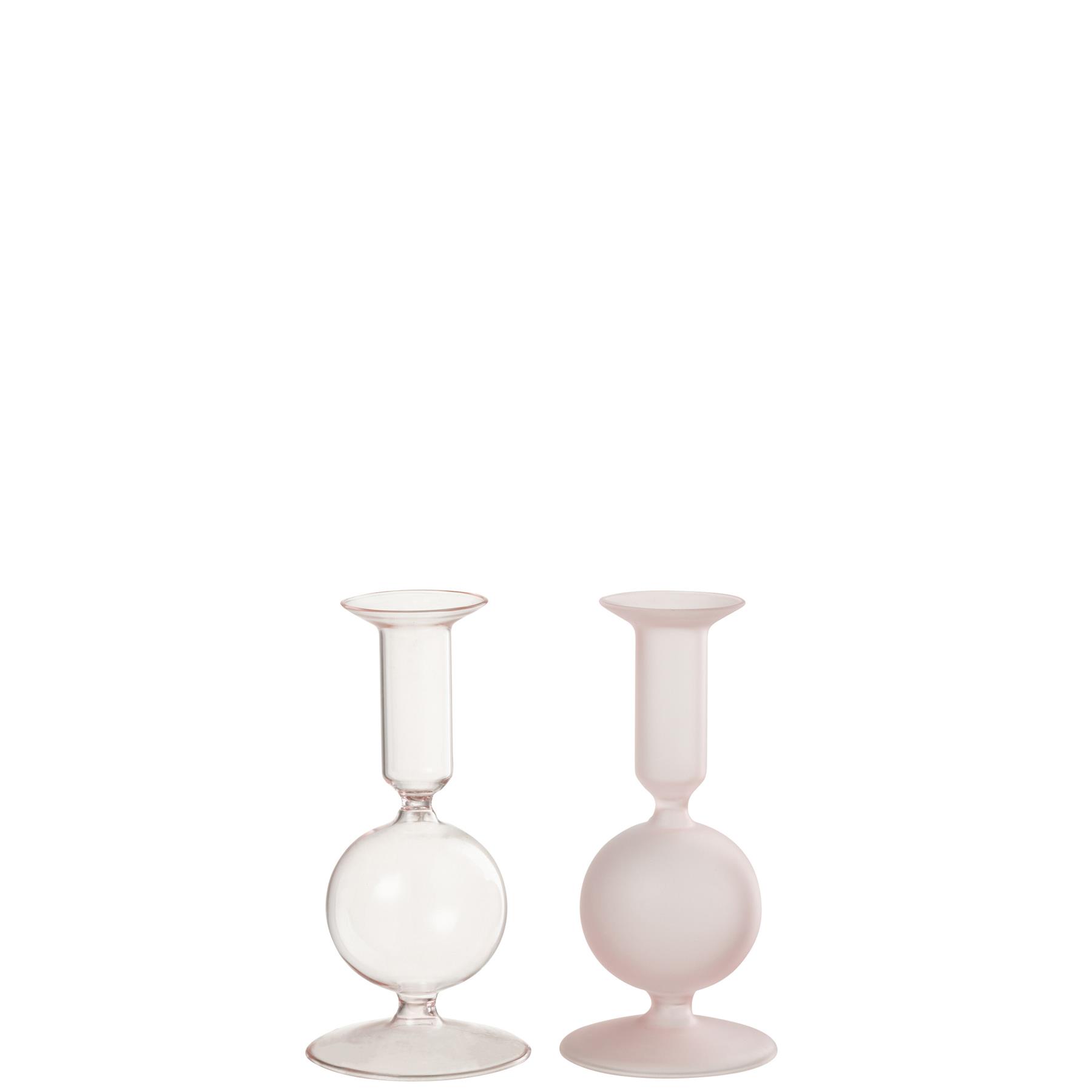 J-Line kaarshouder Bal - glas - transparant|lichtroze - 2 stuks