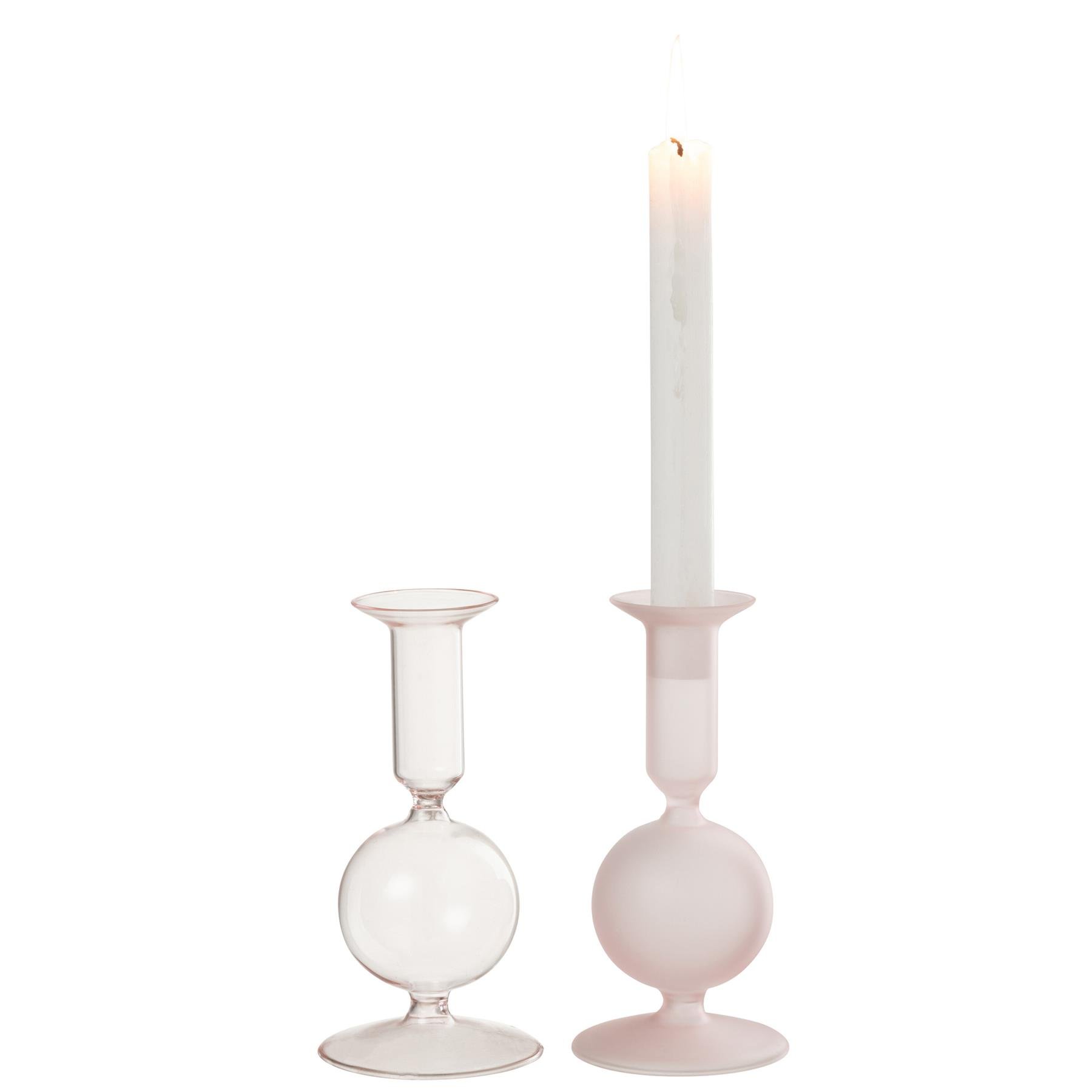 J-Line kaarshouder Bal - glas - transparant|lichtroze - 2 stuks