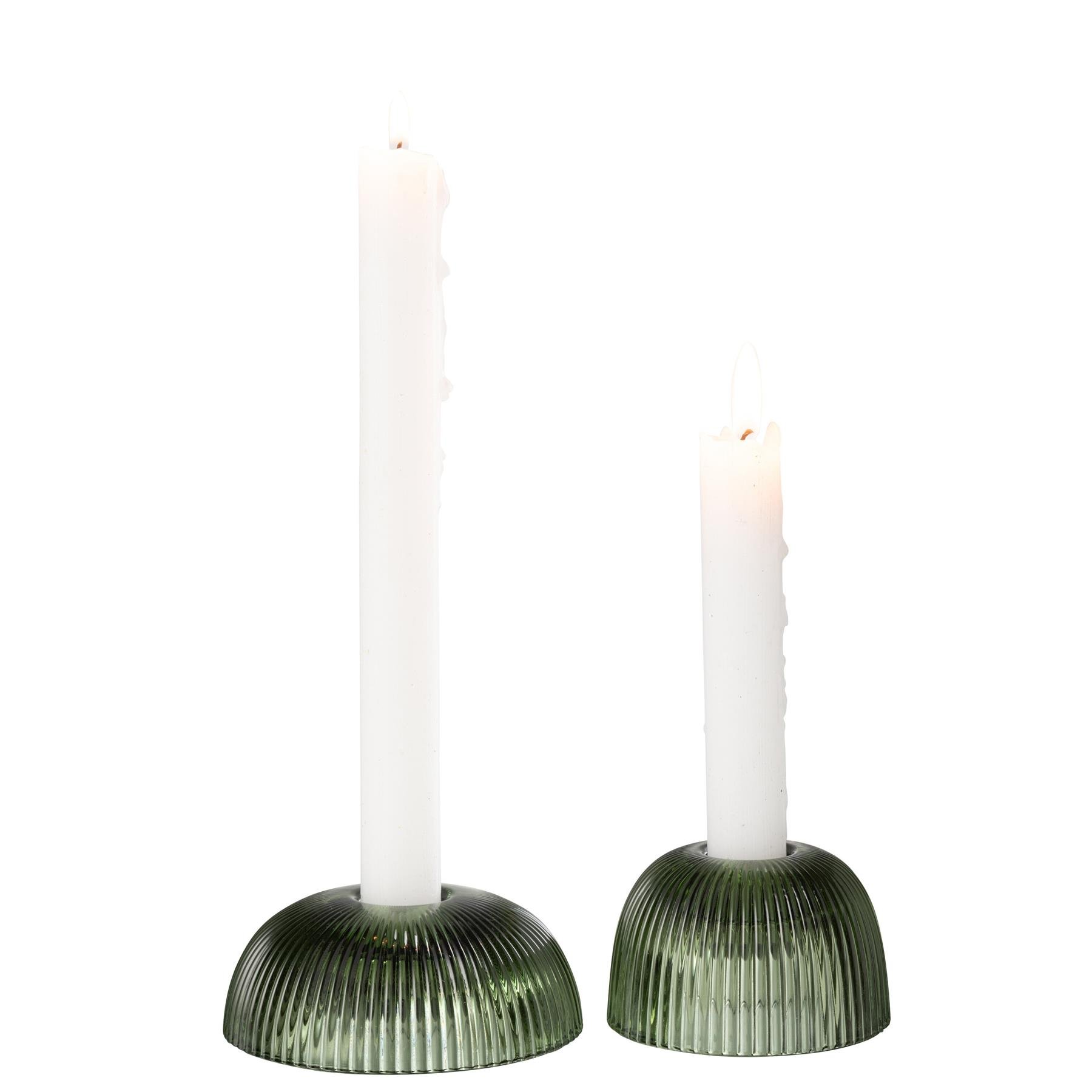 J-Line kaarshouder Canele - glas - groen - 2 stuks